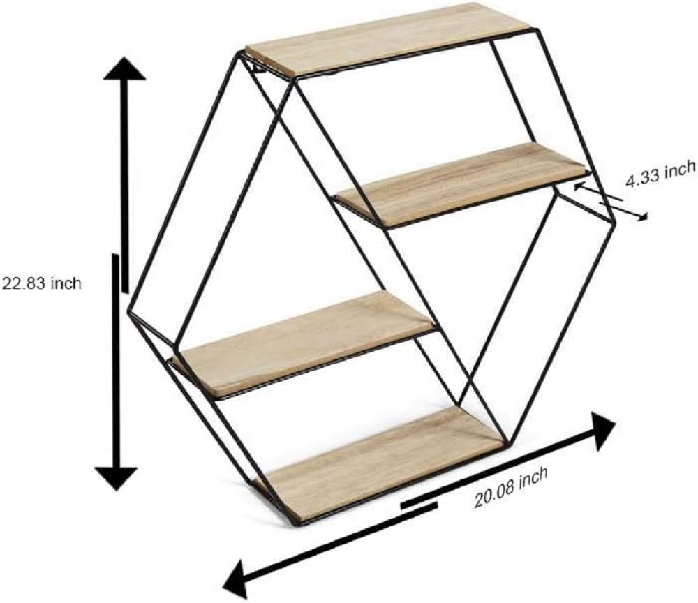 LIFA LIVING Wandregal Marbella Metall Holz Hängeregal 58x11x51 cm LIFA LIVING Wandregal Marbella Metall Holz Hängeregal 58x11x51 cm