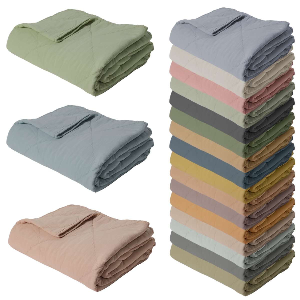 Decke Überwurf 100% Baumwolle 140 x 200 cm Skandinavisch Staubblau