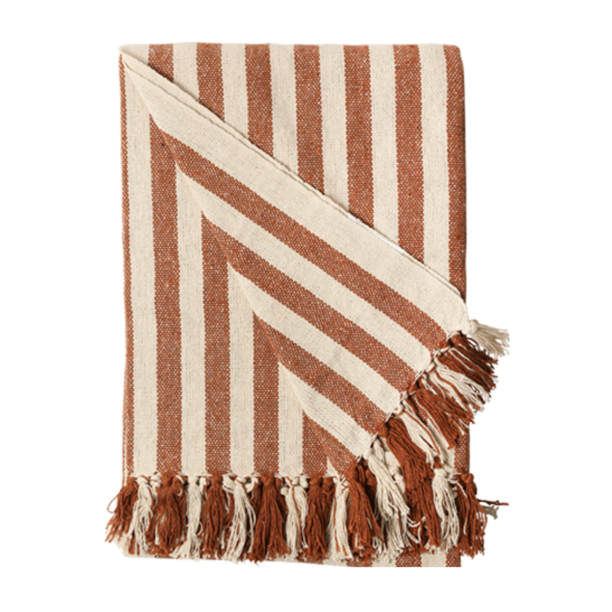 Decke Überwurf Gestreift 100% Baumwolle 130x180 cm Skandinavisch Goldbraun/Natur Decke Überwurf Gestreift 100% Baumwolle 130x180 cm Skandinavisch