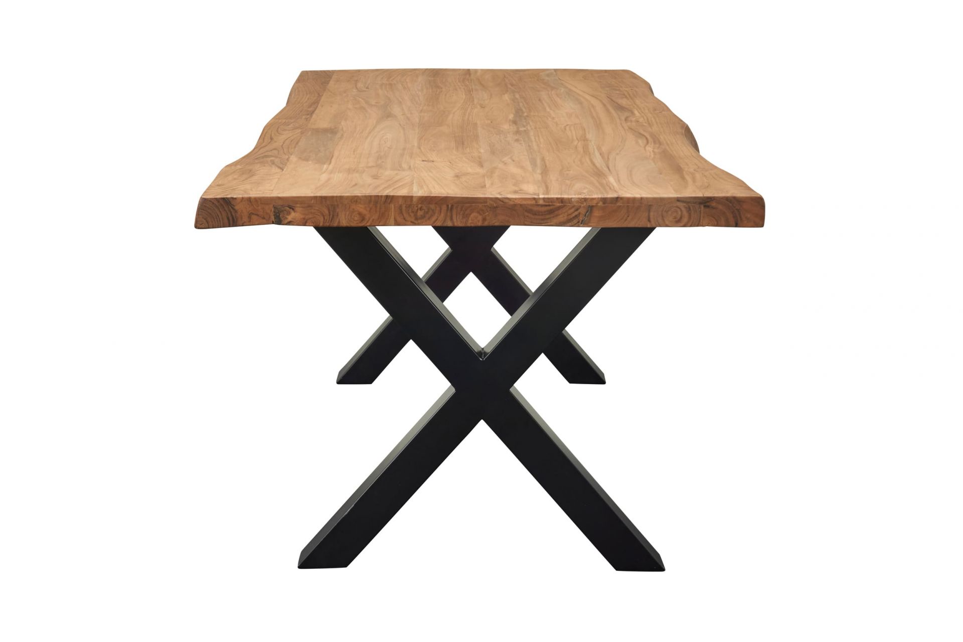 Esstisch 180x90 cm Massivholz Baumkante X-Beine Holztisch Akazienholz