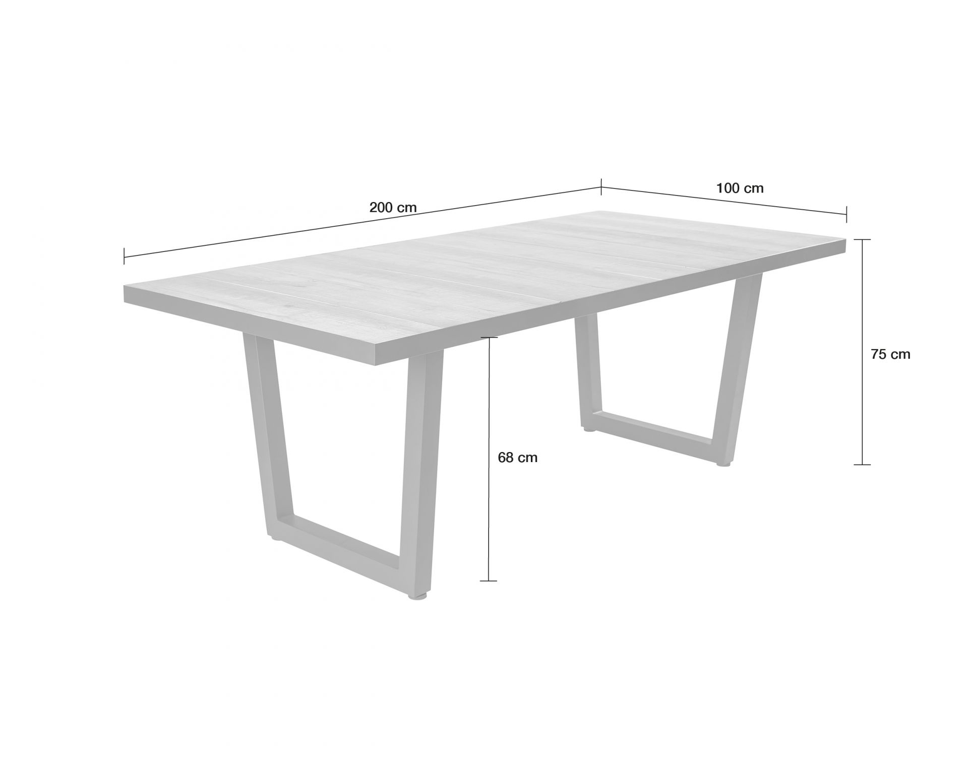 Gartentisch Denver Keramiktisch Esstisch mit V-Fuß 200x100x75cm