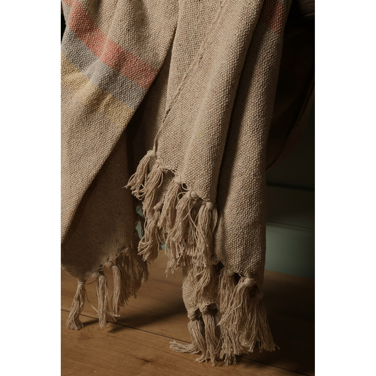 Decke Überwurf Streifen 100% Baumwolle 130x180 cm Skandinavisch Blau-Bernstein Decke Überwurf Streifen 100% Baumwolle 130x180 cm Skandinavisch Blau-Bernstein