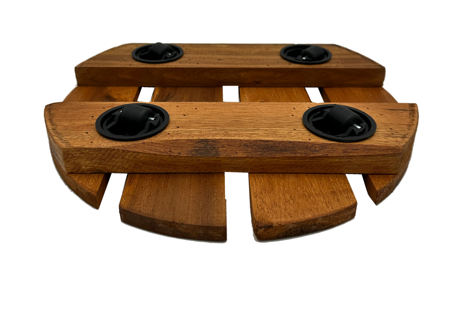 Pflanzenroller Blumenroller mit versteckten Rollen rund Akazienholz Ø30 cm