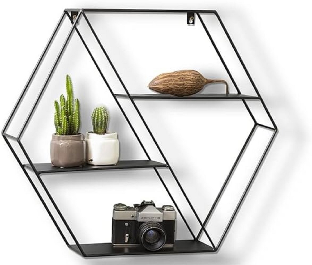 LIFA LIVING Wandregal Marbella Metall 3 Etagen Hängeregal 58x11x51 cm LIFA LIVING Wandregal Marbella Metall 3 Etagen Hängeregal 58x11x51 cm