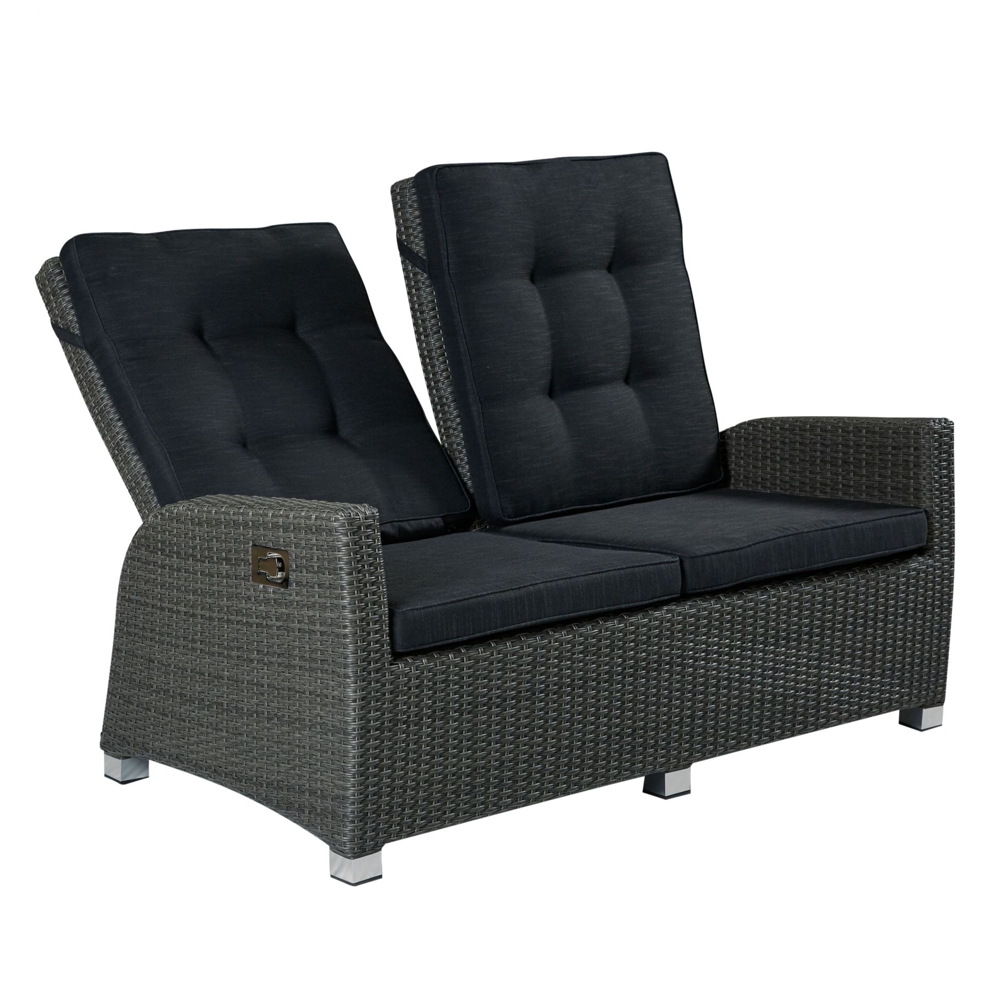 Living 2er Sofa Kansas Relaxsofa Garten Couch Zweisitzer grau-mix Living 2er Sofa Kansas Relaxsofa Garten Couch Zweisitzer grau-mix