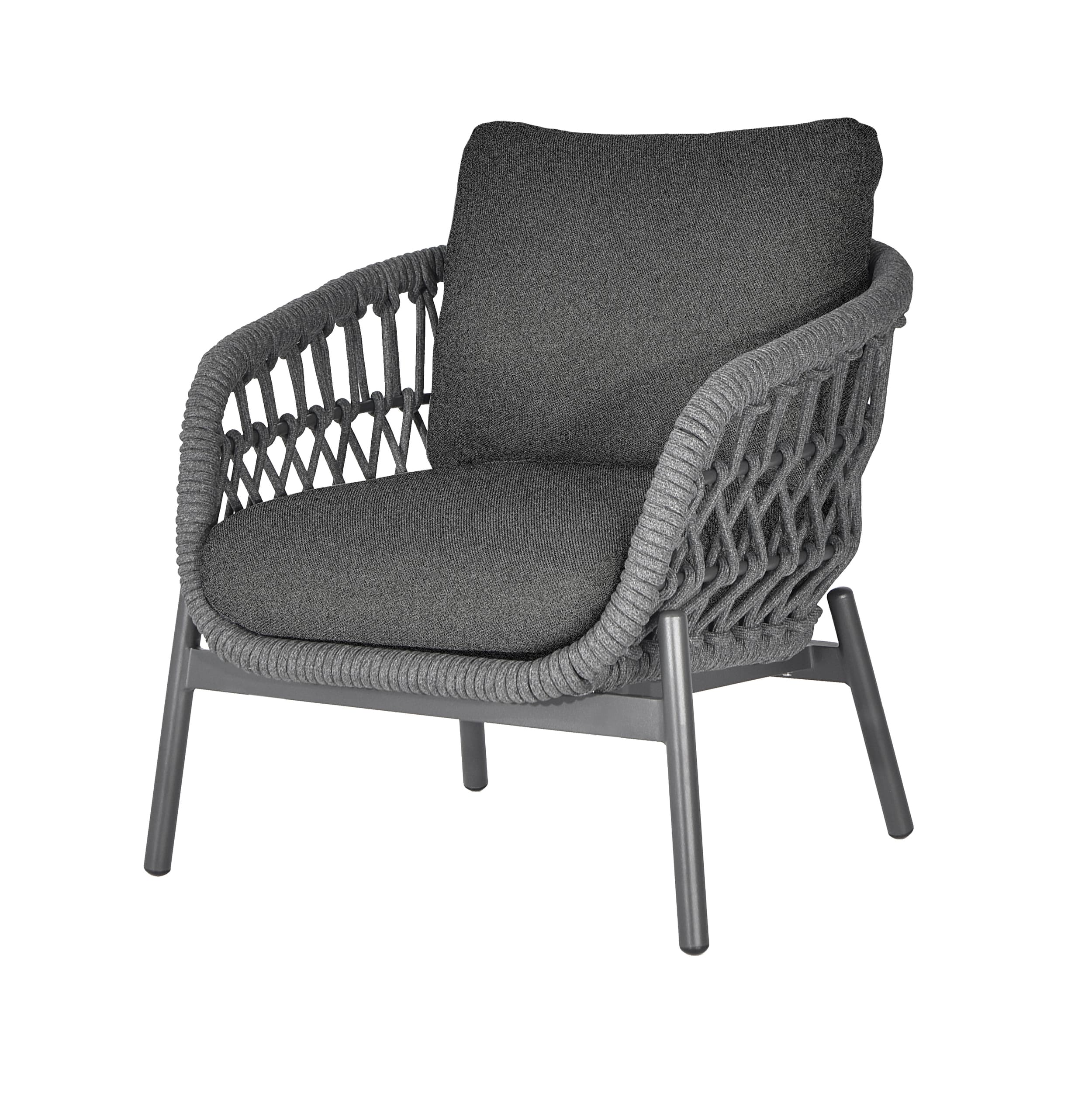 Lounge Set 3tlg. Balu Loungemöbel Sitzgruppe Gartenlounge mit Olefin Auflagen anthrazit