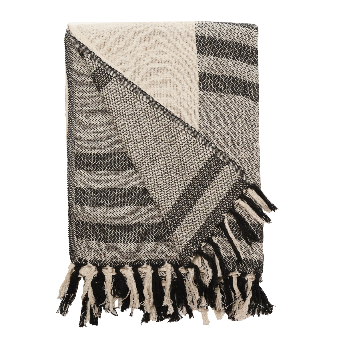 Decke Überwurf Ewelyn 100% Baumwolle 130x180 cm Skandinavisch Schwarz-Weiß Decke Überwurf Ewelyn 100% Baumwolle 130x180 cm Skandinavisch Schwarz-Weiß
