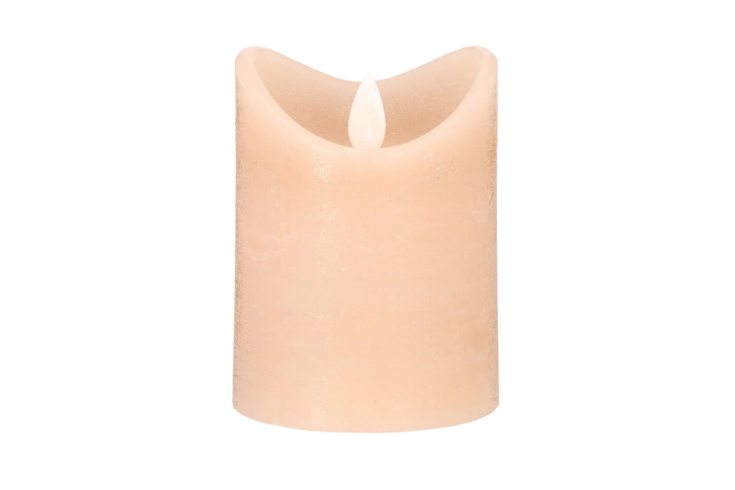 LED-Kerze Ø7,5x10 cm Echtwachs Stumpenkerze Rustikal Timer Beige
