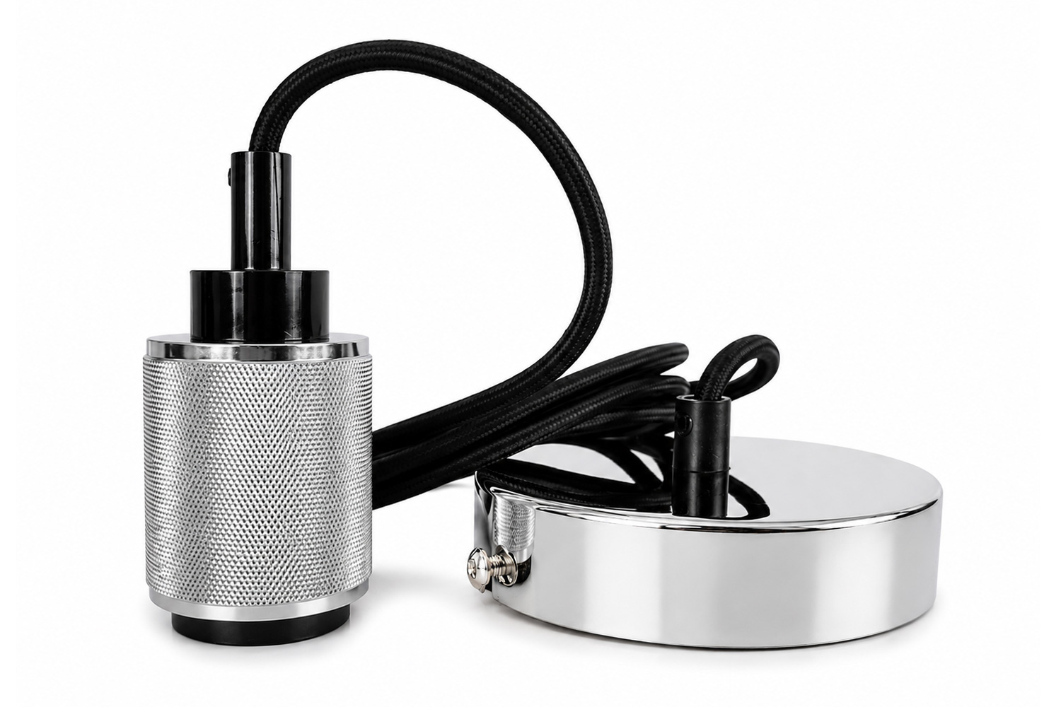Pendelleuchte ETH Retro Lampenaufhängung Lampenfassung E27 Metall Silber