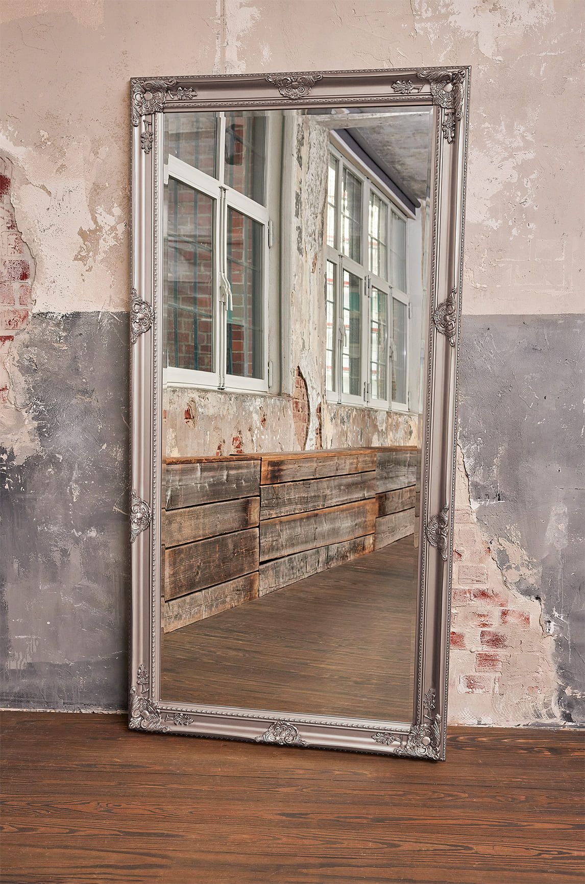 Wandspiegel Barock XXL Spiegel Silber 200 x 100 cm Antik-Stil Ganzkörperspiegel Wandspiegel Barock XXL Spiegel Silber 200 x 100 cm Antik-Stil Ganzkörperspiegel