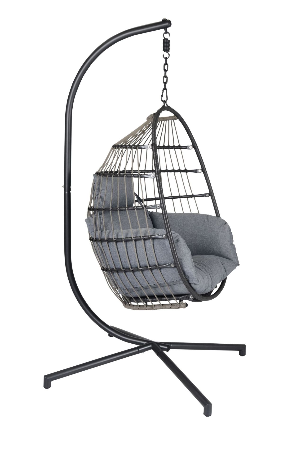 Garten- Hängesessel Hamburg Hängestuhl Hängekorb mit Gestell grau anthrazit