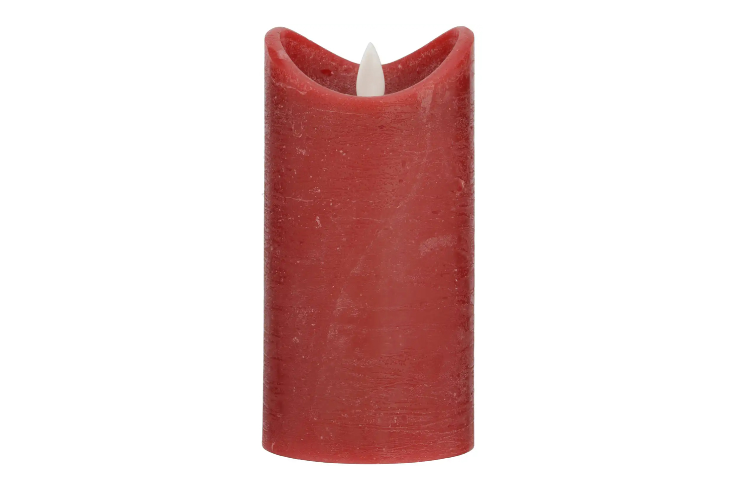 LED-Kerze Ø7,5x15 cm Echtwachs Stumpenkerze Rustikal Timer Rot