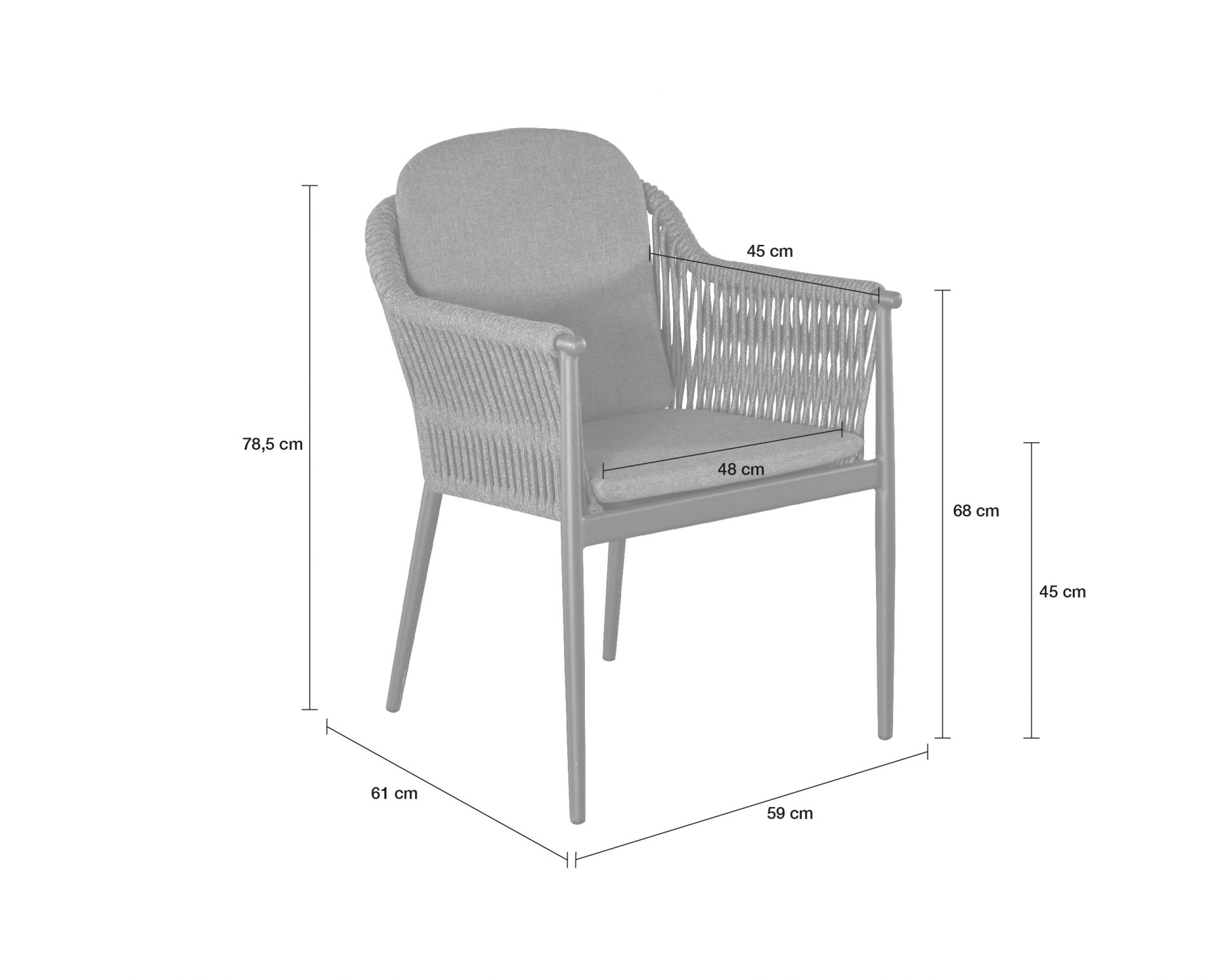 Gartenstuhl Armlehnenstuhl Balu 2 mit Sitz-und Rückenkissen anthrazit Gartenstuhl Armlehnenstuhl Balu 2 mit Sitz-und Rückenkissen anthrazit