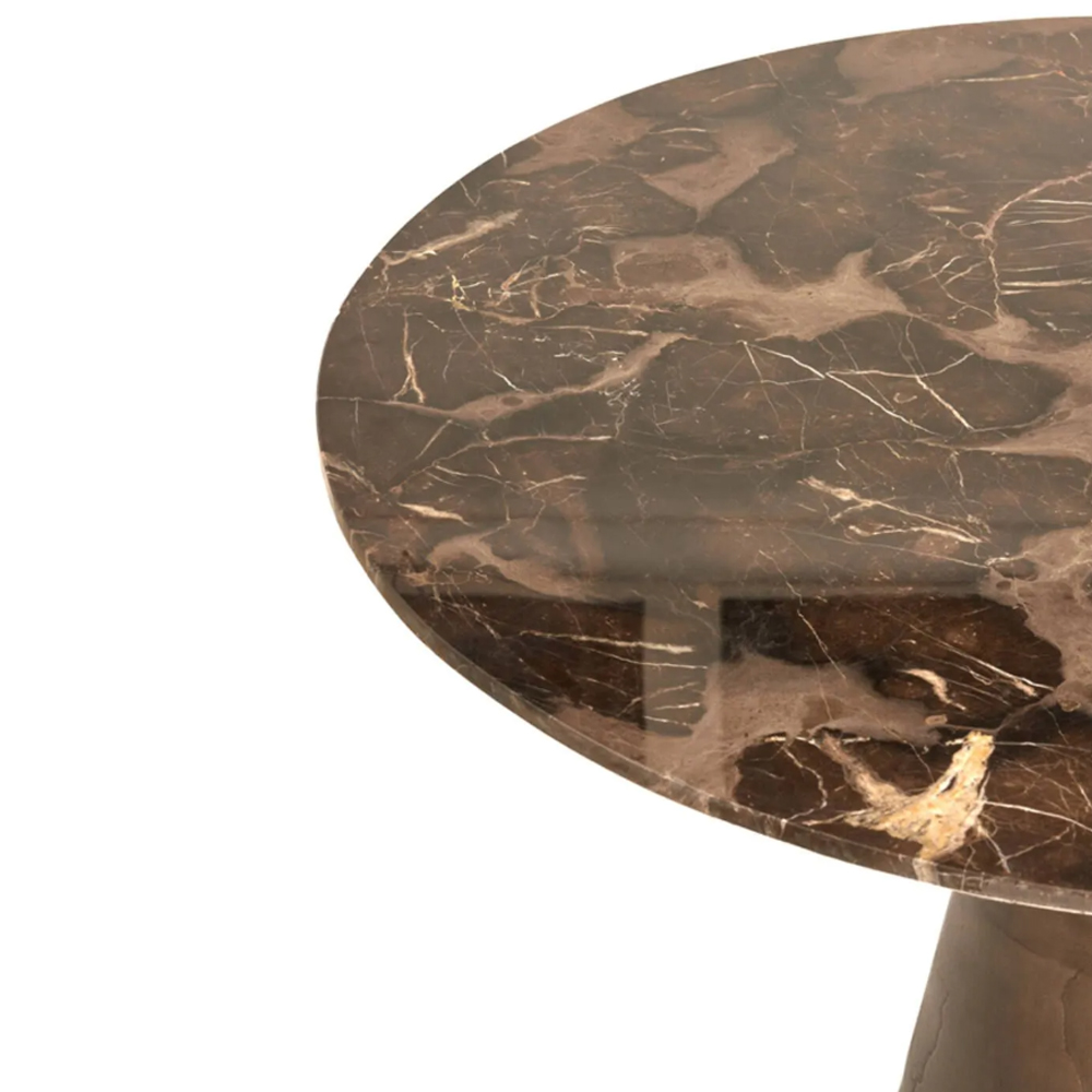 Esstisch YNEZ von Light & Living Ø100x78 cm Tisch Brauner Marmor + Braun