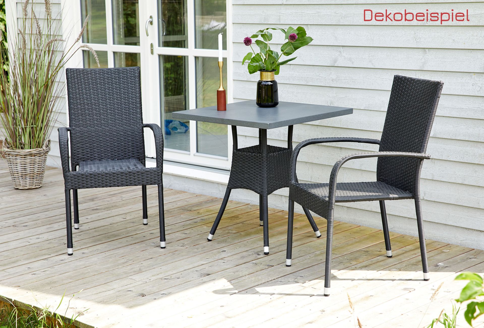 Stapelstuhl Balkonstuhl Oslo Armlehnstuhl Gartenstuhl Polyrattan schwarz Stapelstuhl Balkonstuhl Oslo Armlehnstuhl Gartenstuhl Polyrattan schwarz