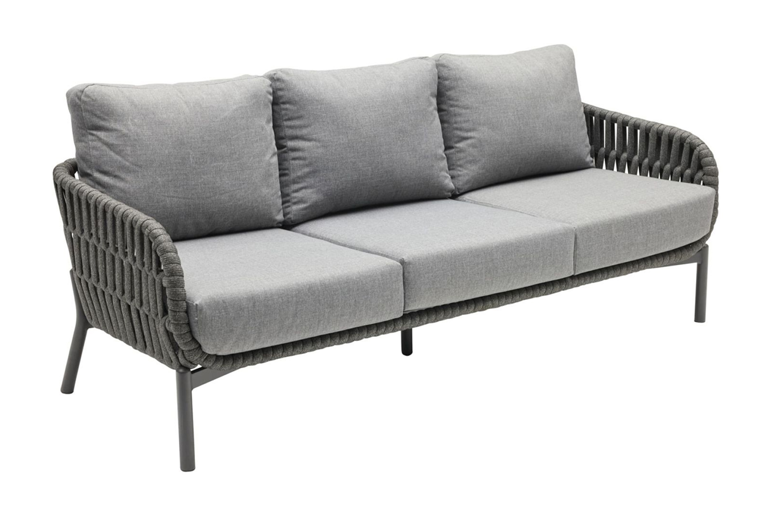 Loungesofa Malte 3-Sitzer Gartensofa mit Polster Relaxsofa Rope Anthrazit Loungesofa Malte 3-Sitzer Gartensofa mit Polster Relaxsofa Rope Anthrazit