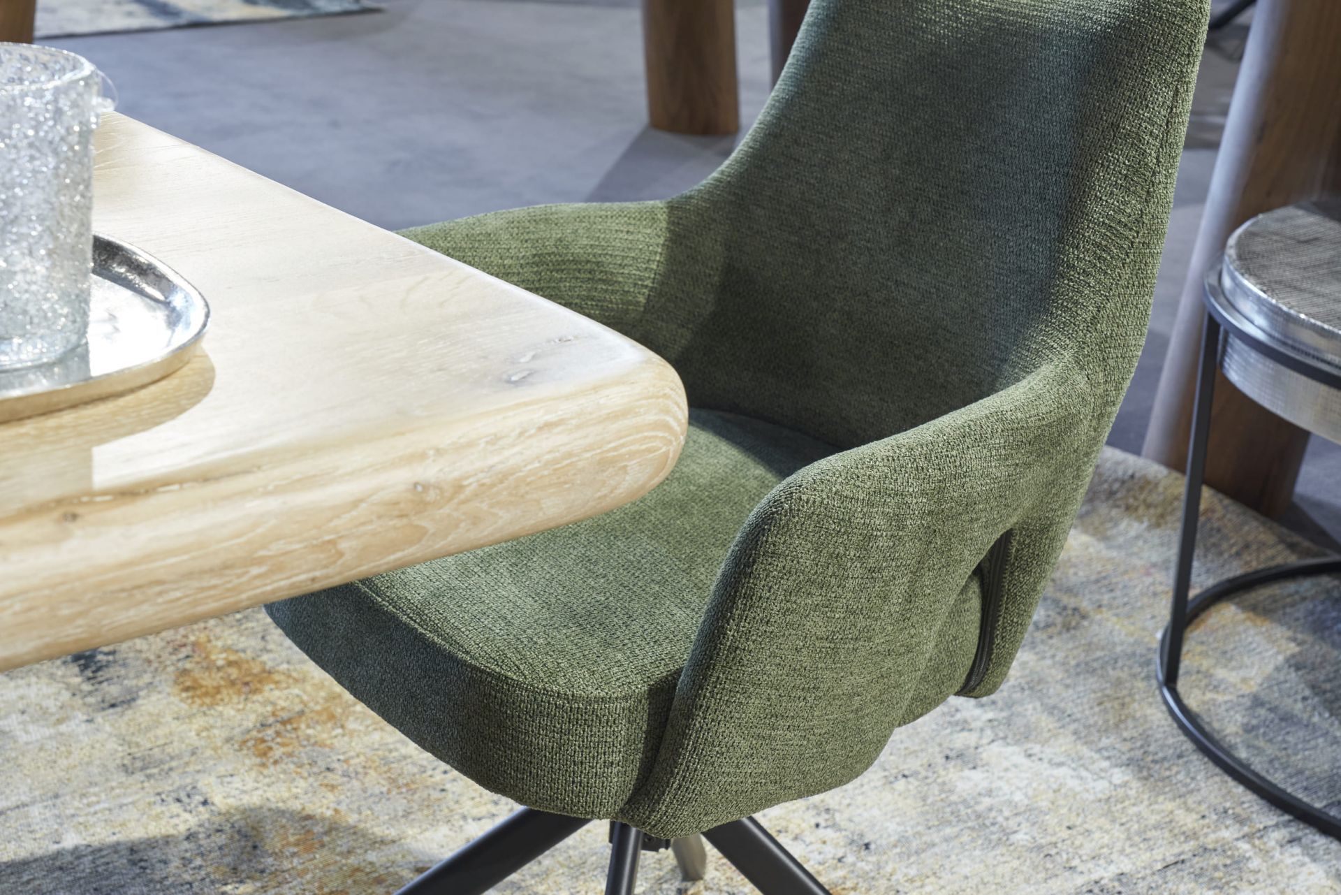 Esszimmerstuhl Merlin Drehstuhl Webstoff Grün Polsterstuhl Armlehnstuhl Sessel Esszimmerstuhl Merlin Drehstuhl Webstoff Grün Polsterstuhl Armlehnstuhl Sessel