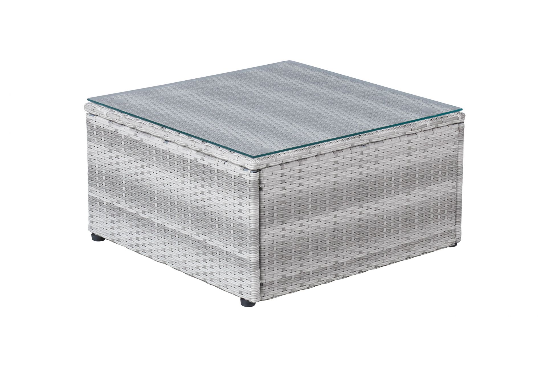 Gartenlounge Ecksofa Balkonset Manila Gartenset mit Tisch + Hocker weiß-grau