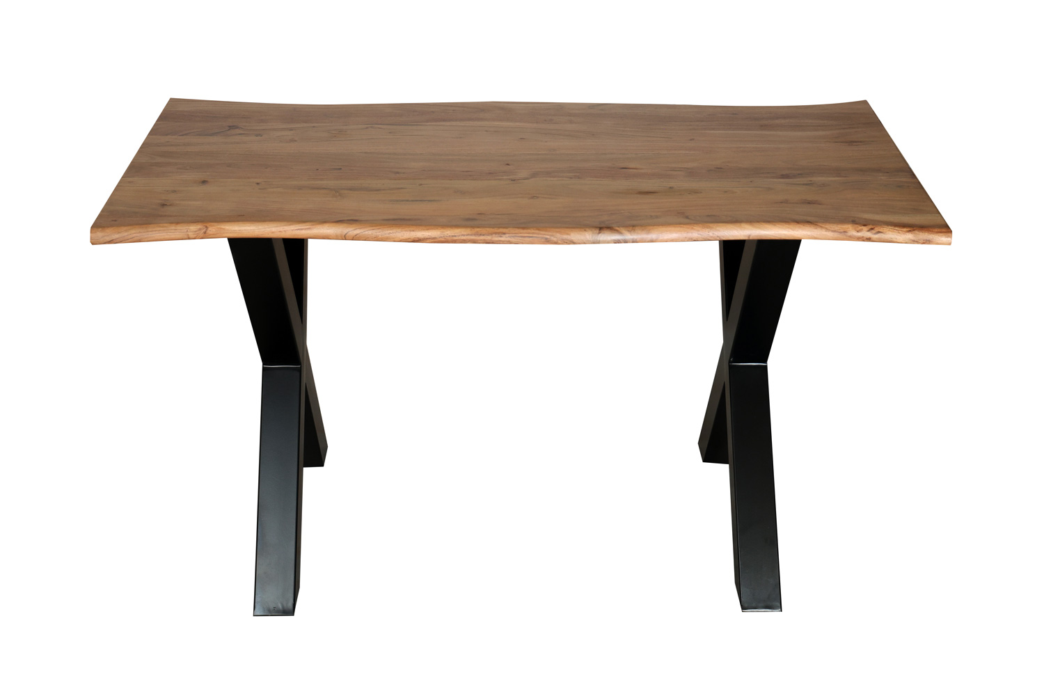 Esstisch Madrid 160x85 cm Massivholz Baumkante X-Beine Holztisch Akazienholz