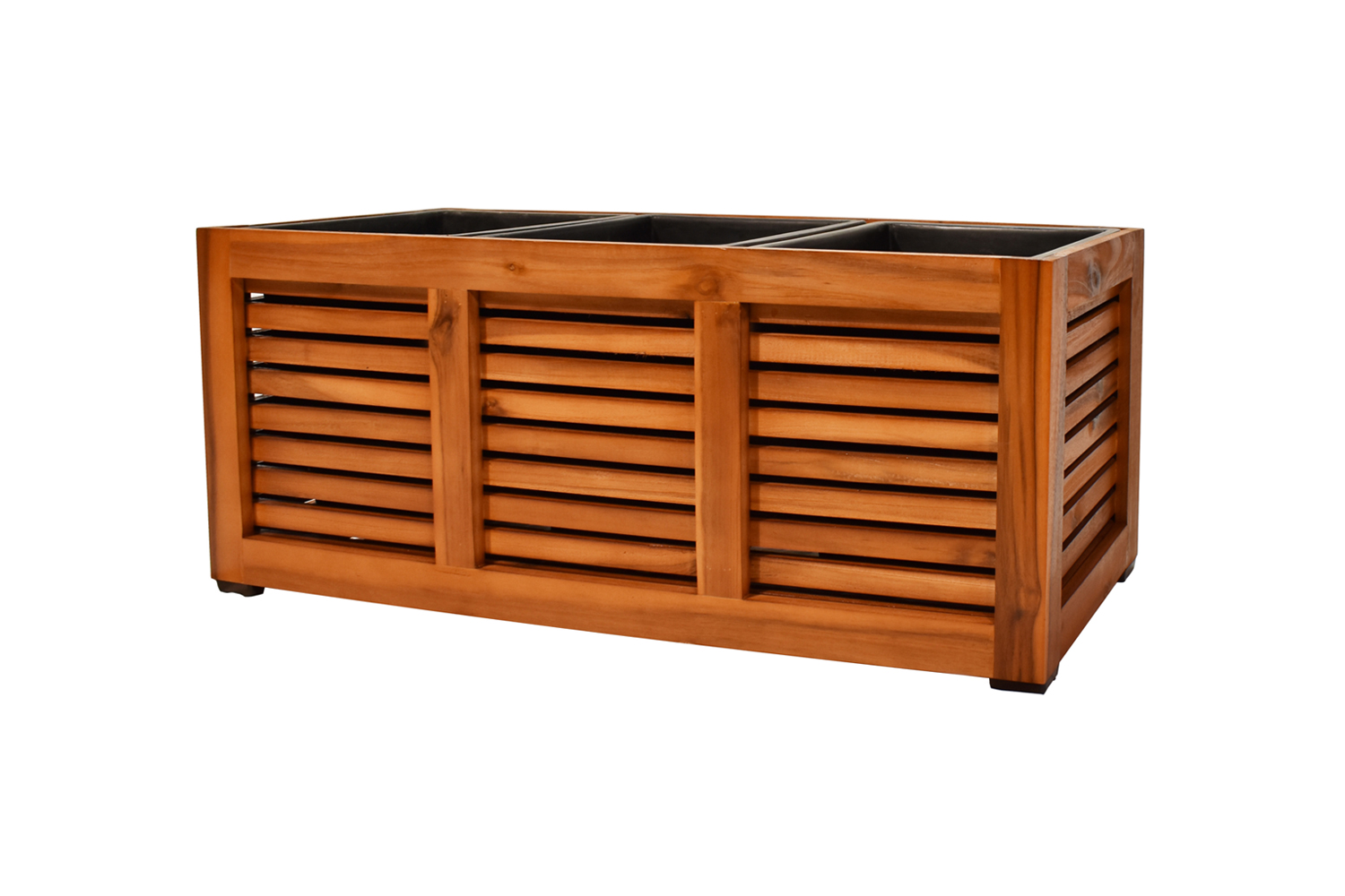 Pflanzgefäß Colorado 3 Pflanzkasten Blumenkasten mit Streben Akazienholz 28x79 cm mit Einsatz