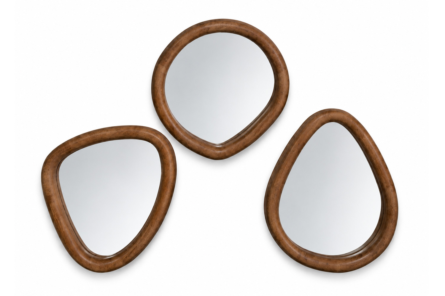 Spiegelset NOA 3er Set Wandspiegel Flurspiegel Akazienholz Braun