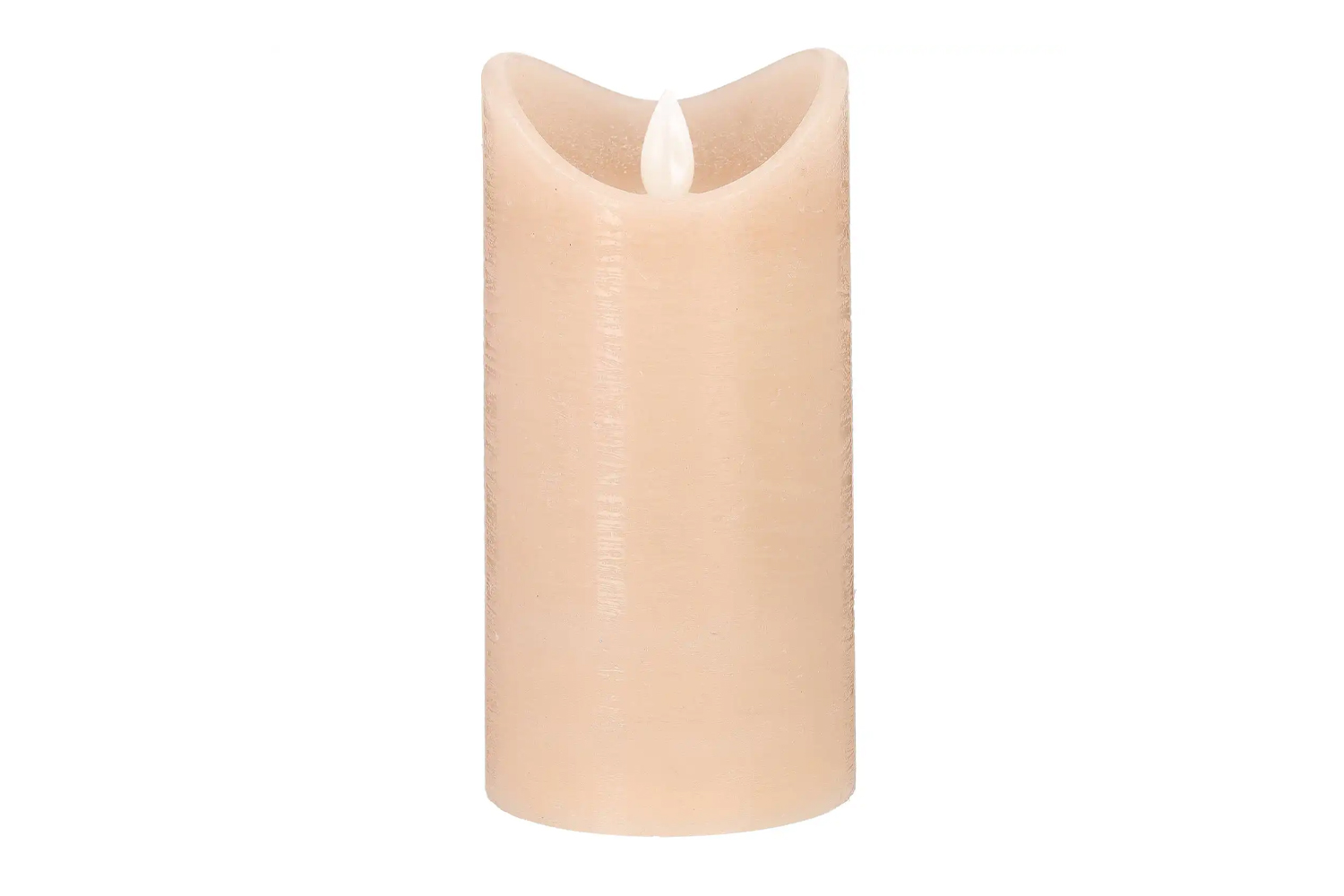 LED-Kerze Ø7,5x15 cm Echtwachs Stumpenkerze Rustikal Timer Beige