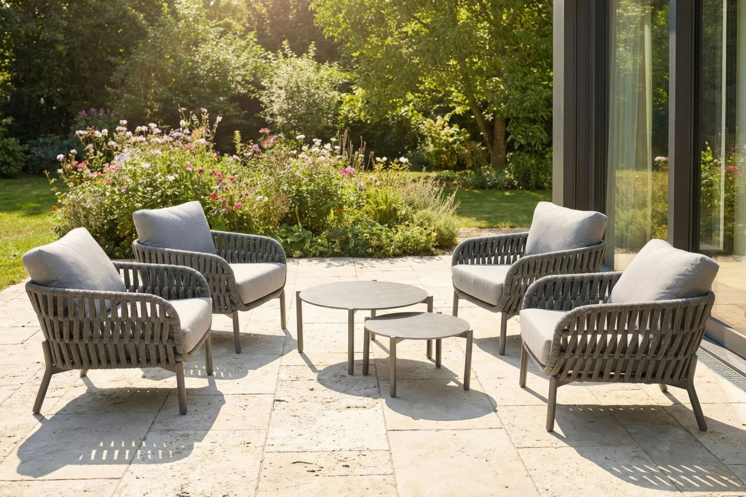 Gartensessel Malte Gartenstuhl Loungesessel mit Polster Rope Anthrazit Gartensessel Malte Gartenstuhl Loungesessel mit Polster Rope Anthrazit