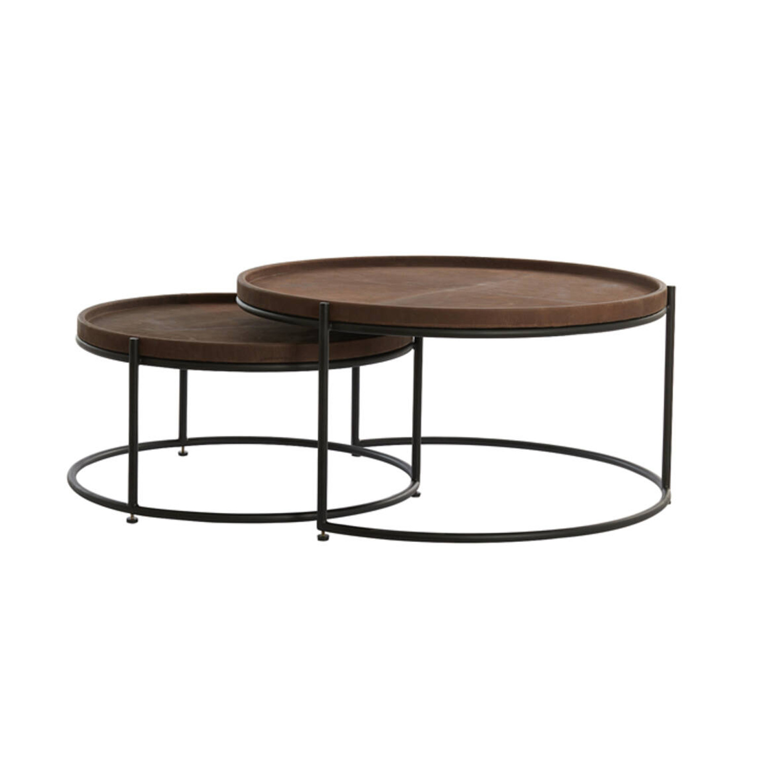 Couchtisch 2er Set JAIRO von Light & Living Wohnzimmertisch Leder braun+schwarz