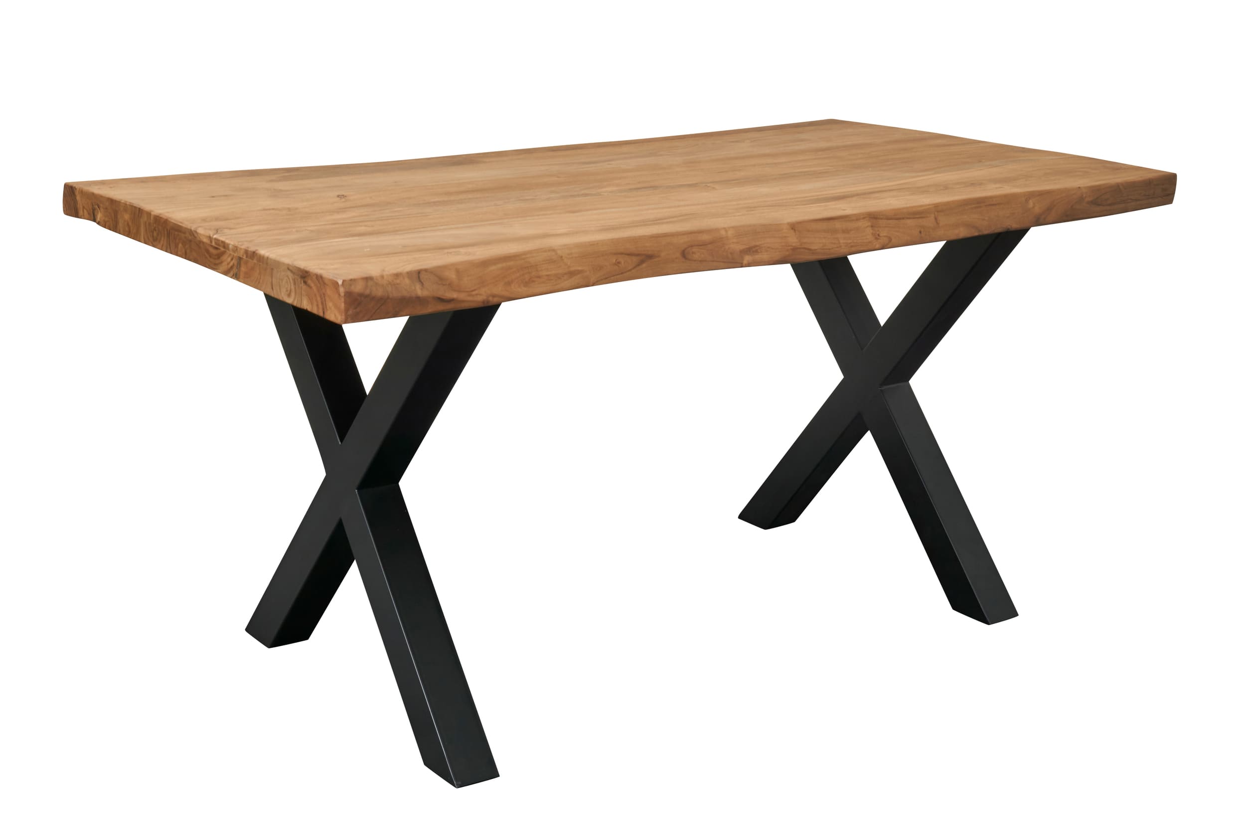 Esstisch 160x80 cm Massivholz Baumkante X-Beine Holztisch Akazienholz Esstisch 180x90 cm Massivholz Baumkante X-Beine Holztisch Akazienholz