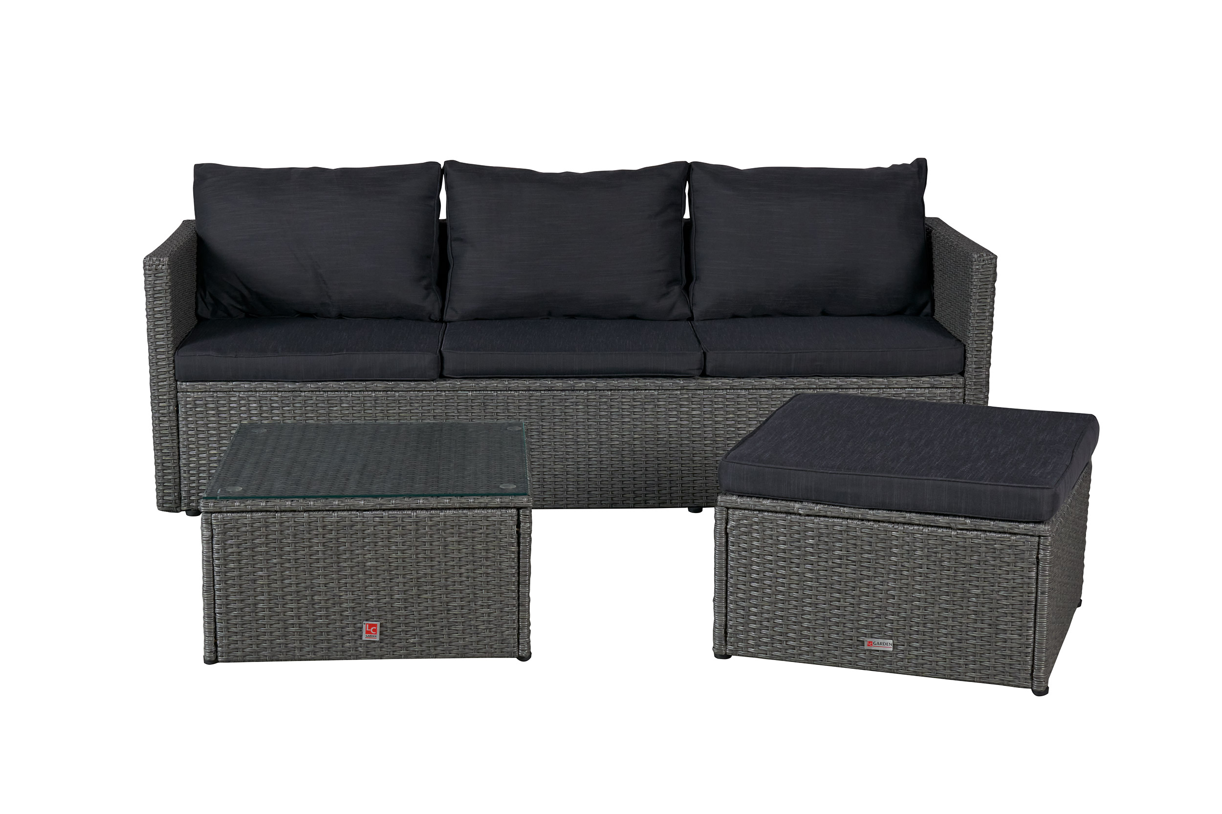 Gartenlounge Ecksofa Balkonset Manila Gartenset mit Tisch + Hocker grau-mix Gartenlounge Ecksofa Balkonset Manila Gartenset mit Tisch + Hocker grau-mix