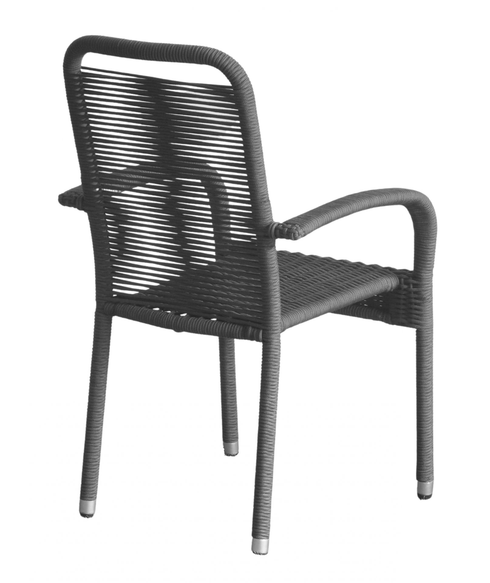 Stapelstuhl Aires Gartenstuhl Armlehnenstuhl Balkonstuhl grau Rope Geflecht