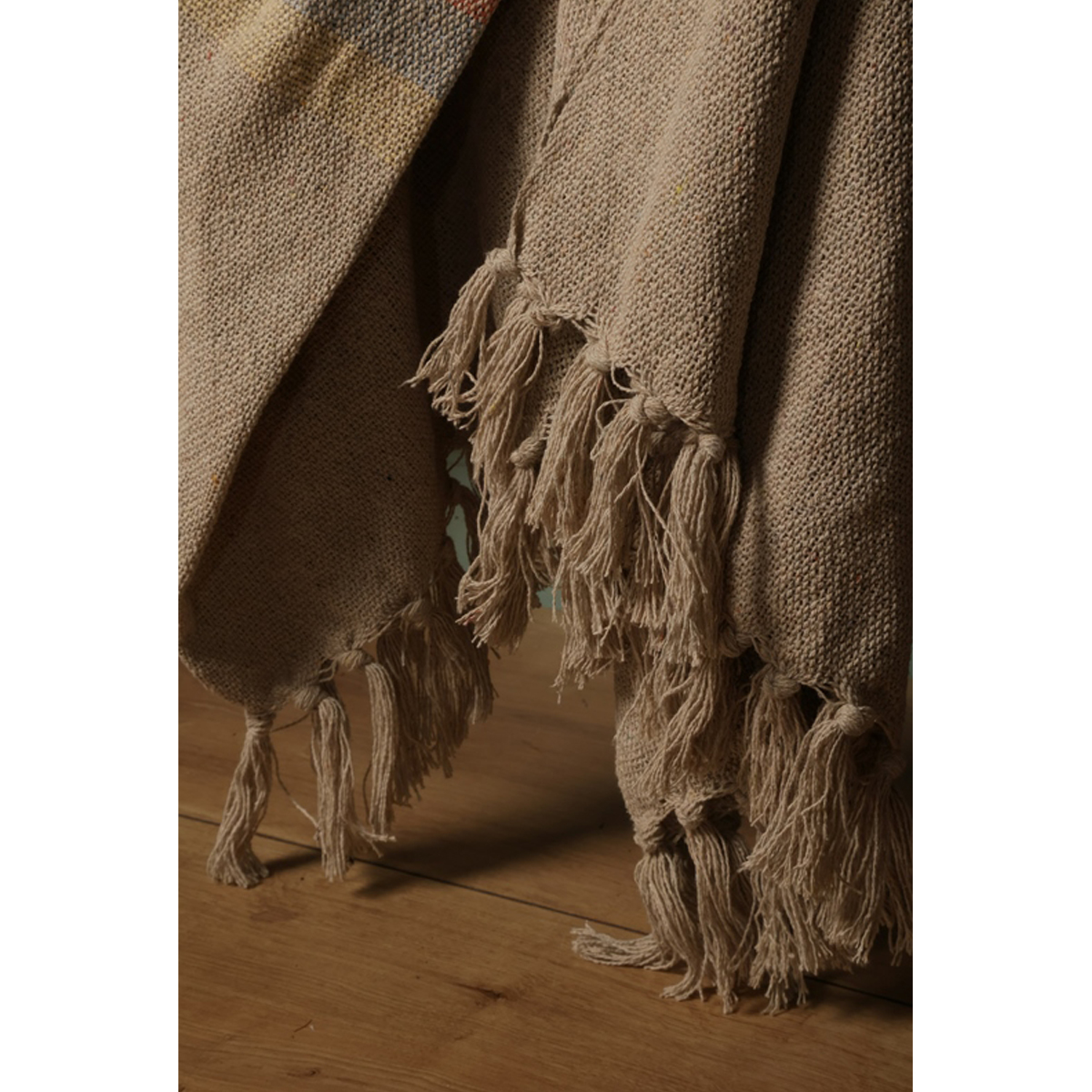 Decke Überwurf Streifen Unendlich 100% Baumwolle 130x180 cm Skandinavisch Blau-Bernstein