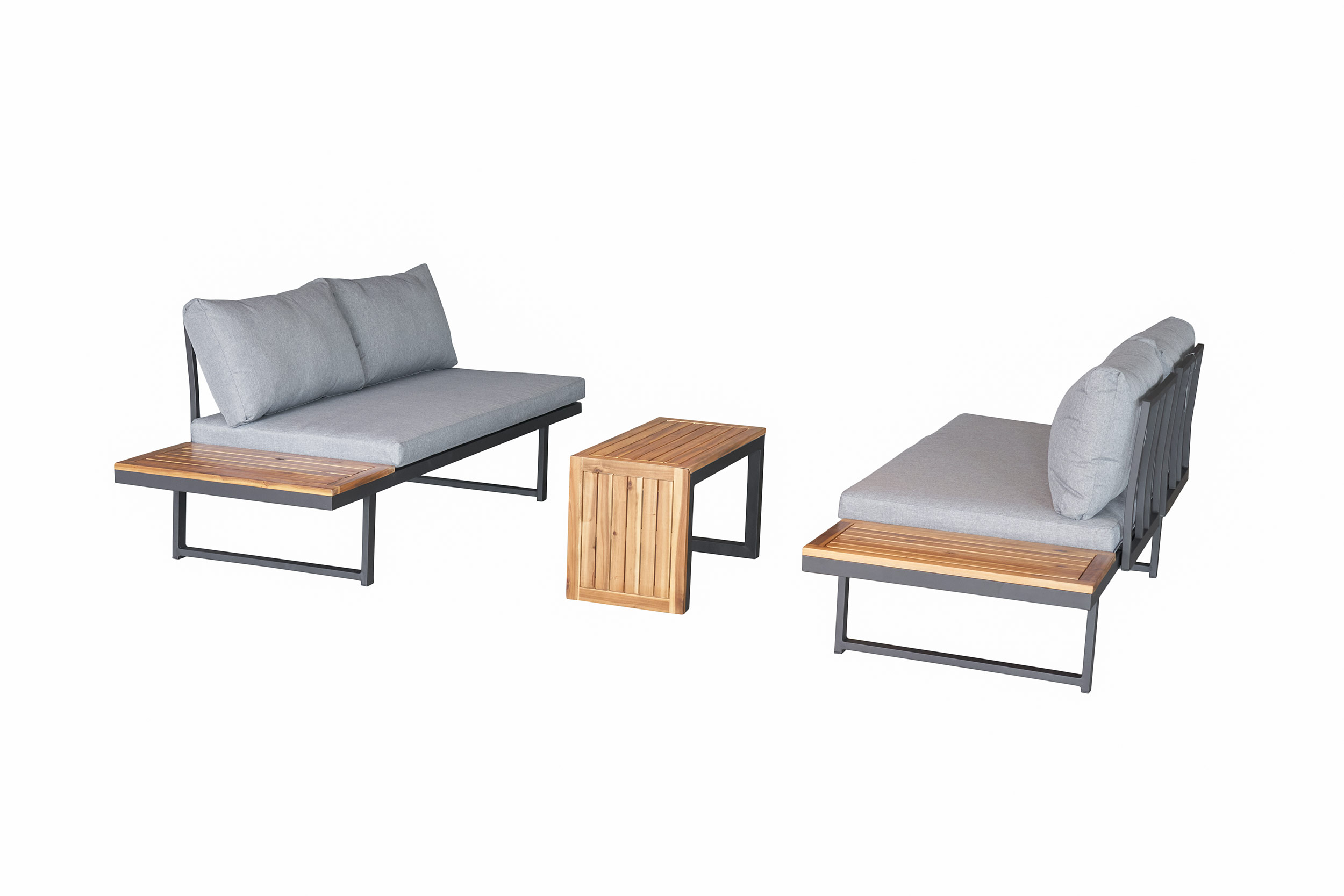 Gartenlounge Loungeset Ecksofa Nairobi Aluminium Akazie anthrazit Gartenlounge Loungeset Ecksofa Nairobi Aluminium Akazie anthrazit