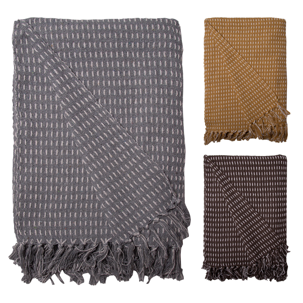 Decke Überwurf Straight 100% Baumwolle 130x180 cm Skandinavisch Decke Überwurf Straight 100% Baumwolle 130x180 cm Skandinavisch Senf