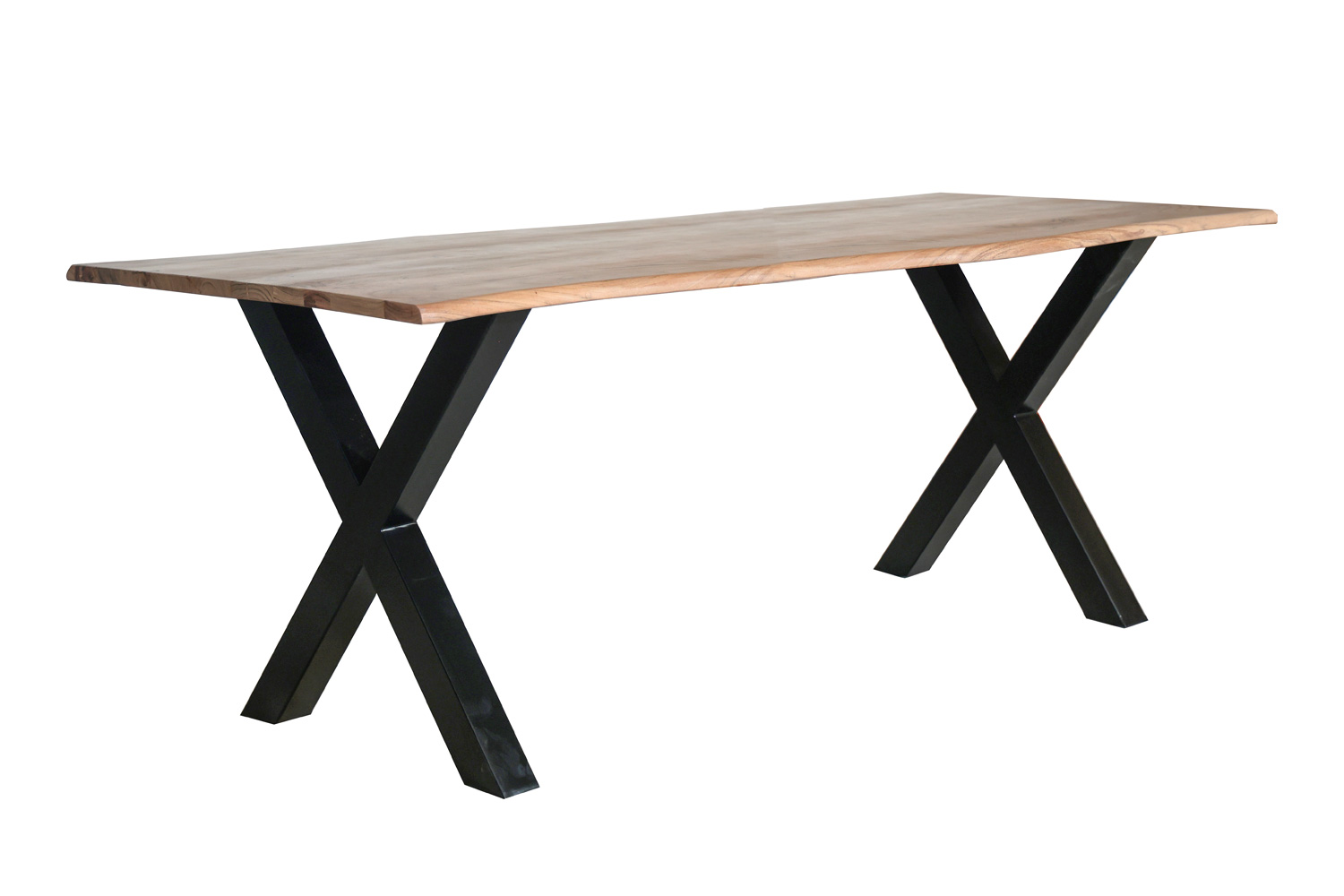 Esstisch Madrid 180x90 cm Massivholz Baumkante X-Beine Holztisch Akazienholz