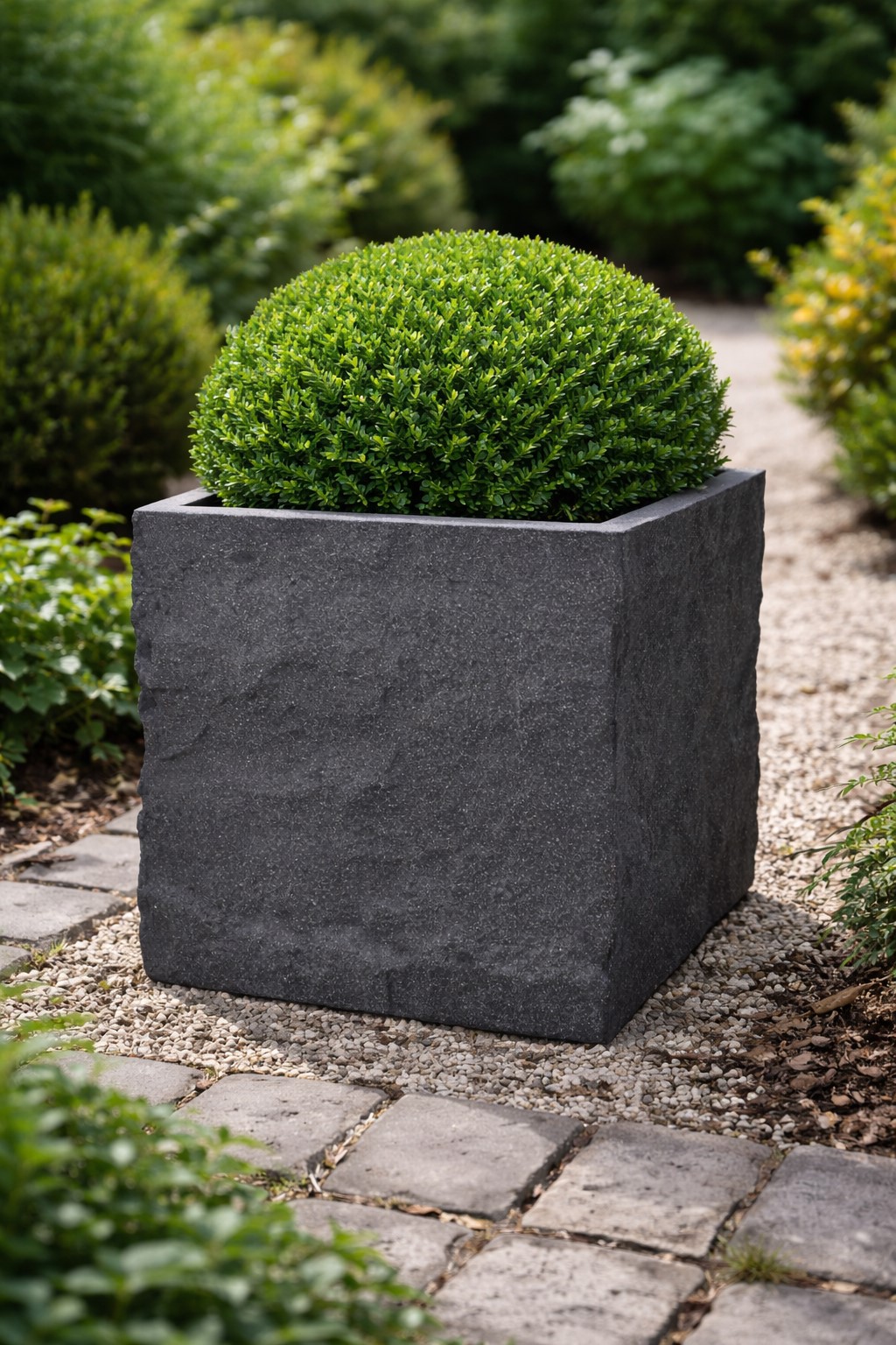 Pflanzgefäß The Rock Pflanzkasten Blumenkasten 36x35 cm Steinoptik Anthrazit