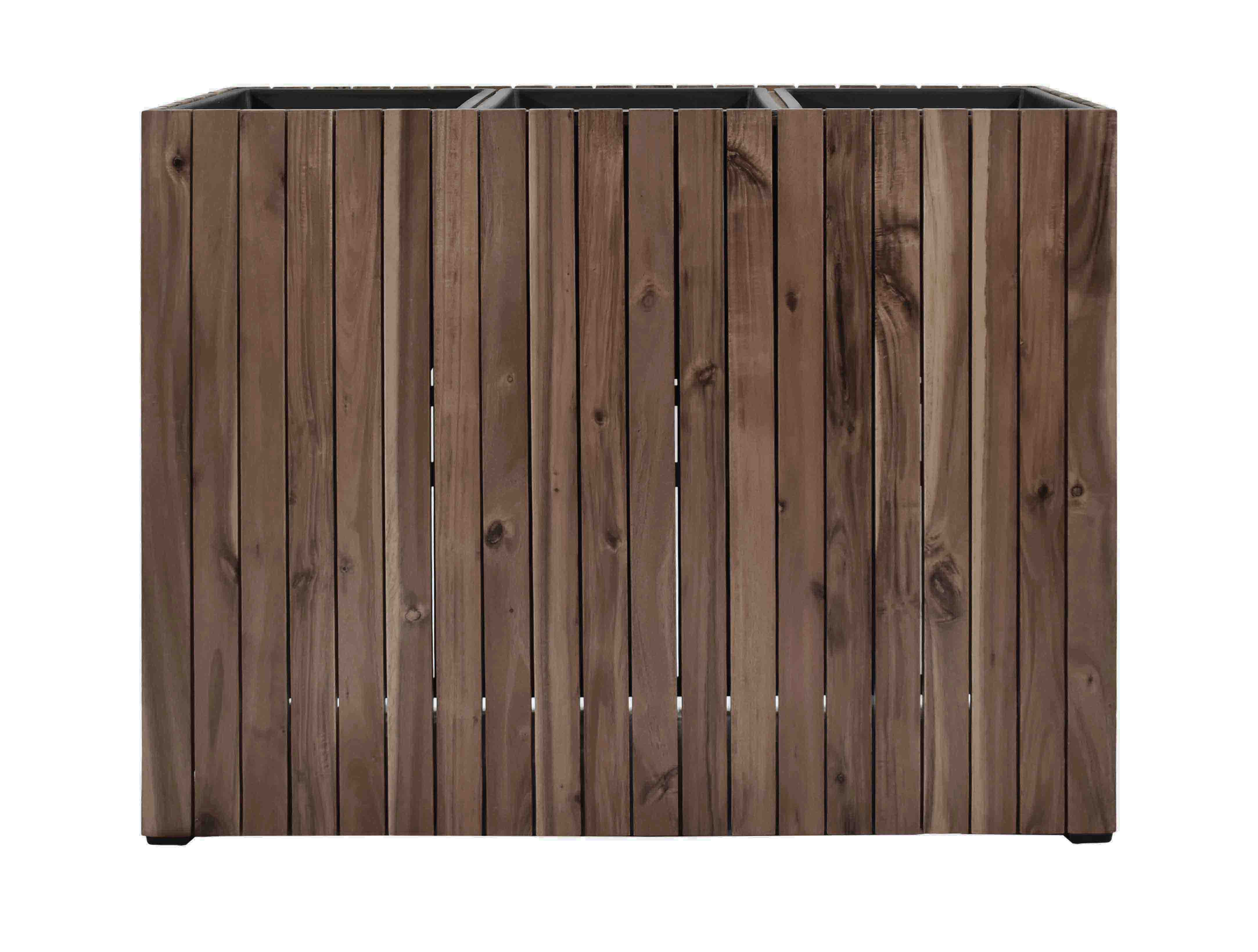 Pflanzgefäß Colorado 2 Pflanzkasten Blumenkasten Akazienholz 93x33x72 cm mit Einsatz