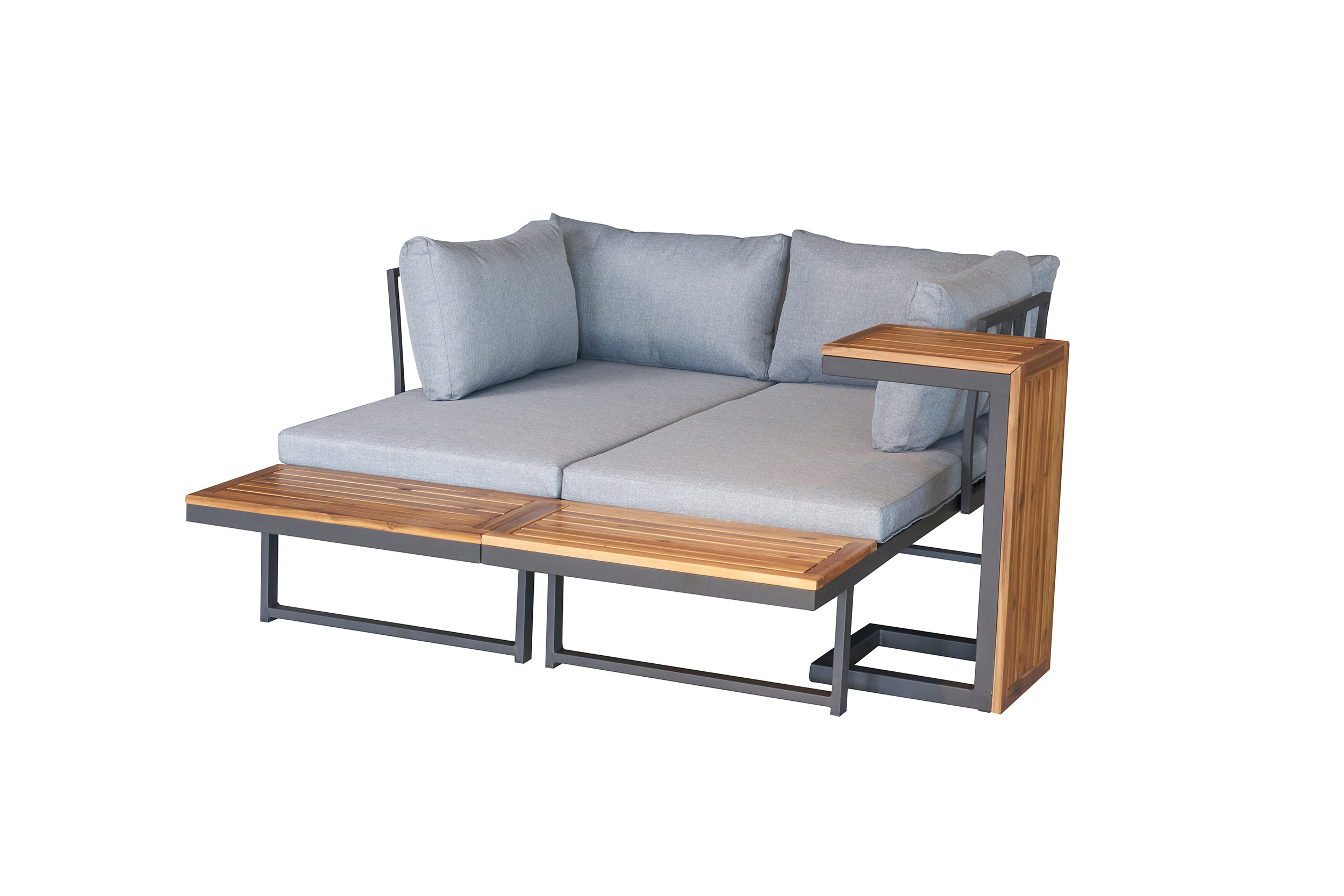 Gartenlounge Loungeset Ecksofa Nairobi Aluminium Akazie anthrazit