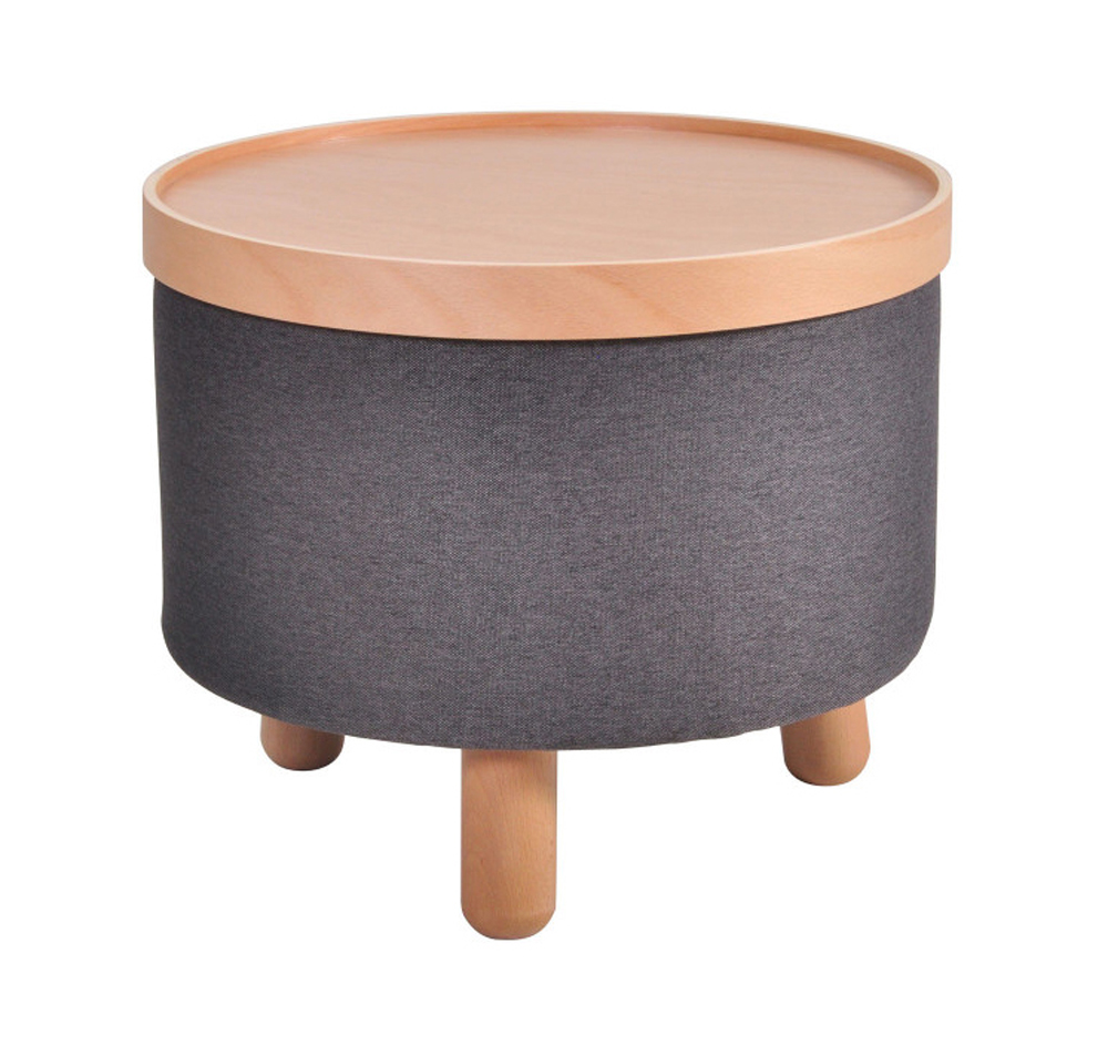 Molde Hocker Beistelltisch mit Tablett grau Molde Hocker Beistelltisch mit Tablett Ø50x40cm Grau