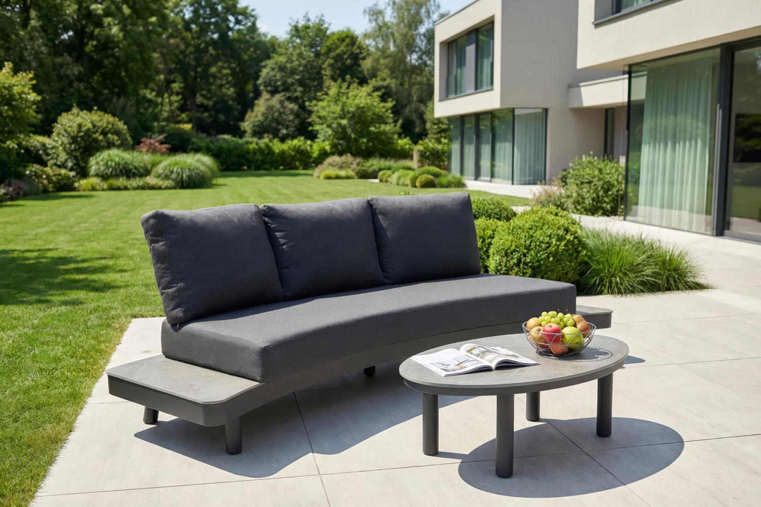 Couchtisch Madison Gartentisch Loungetisch 110x69x35 cm Anthrazit-Keramik