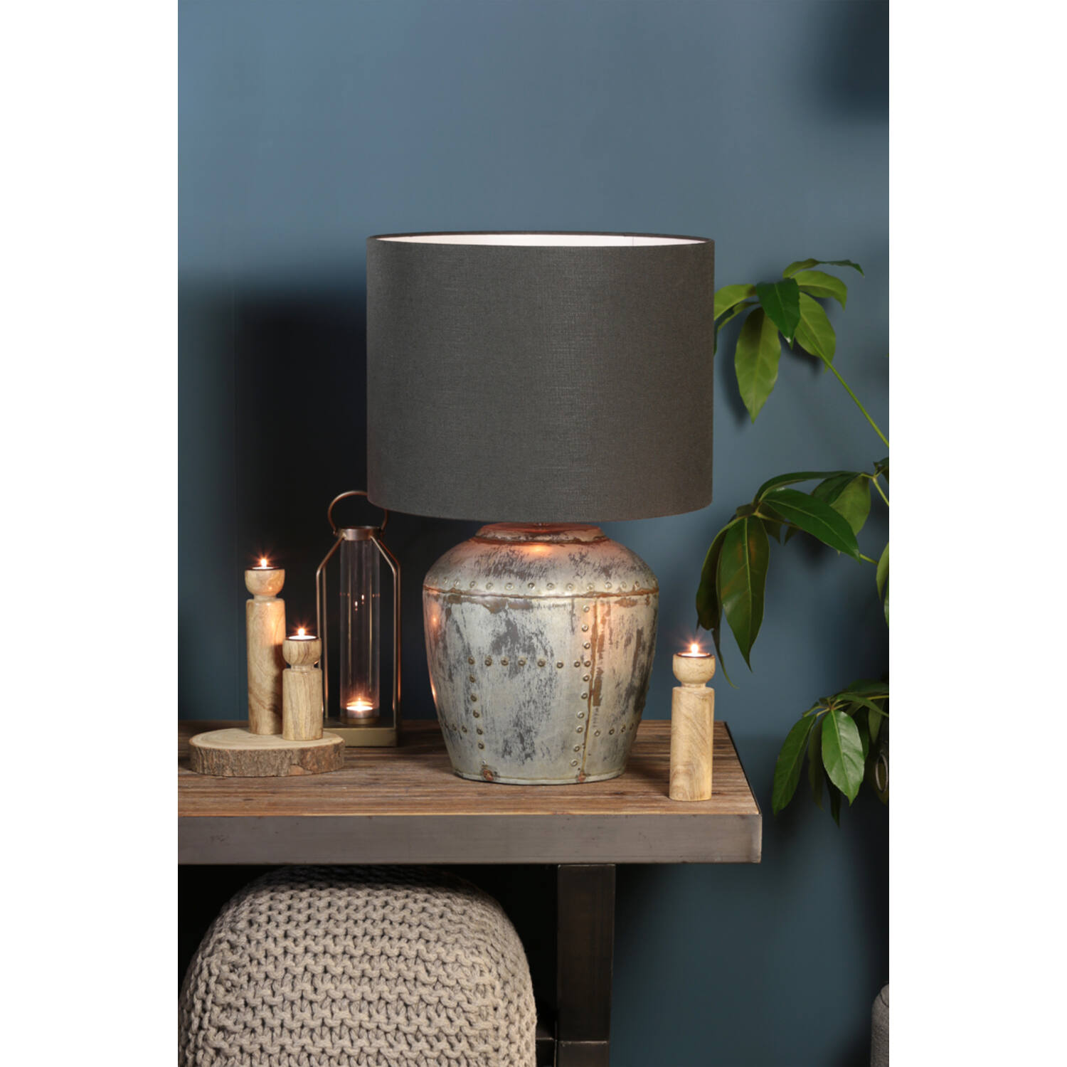 Lampenschirm Zylinder LIVIGNO von Light & Living Ø50x38 cm Dunkelgrau
