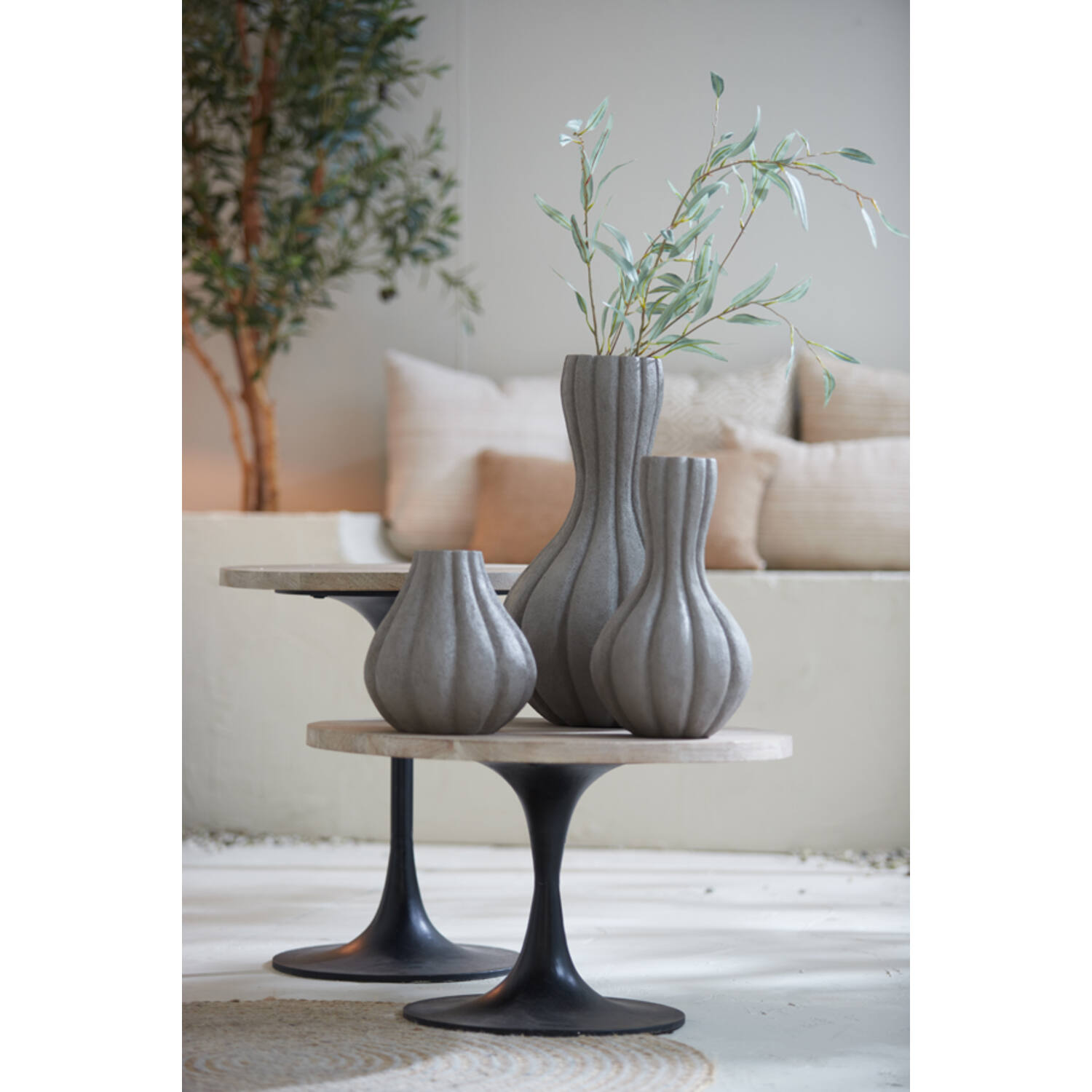 Dekovase Vase ZUCCA von Light & Living Blumenvase Tischvase grau Ø19,5x34 cm