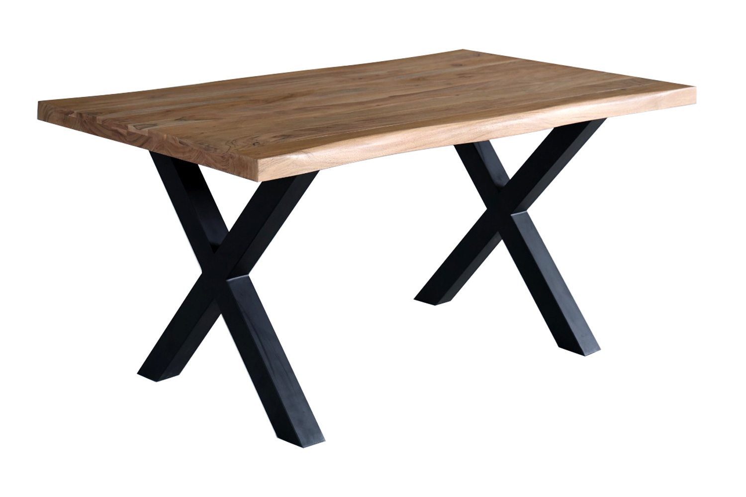 Esstisch Athen180x90 cm Massivholz Baumkante X-Beine Holztisch Akazienholz