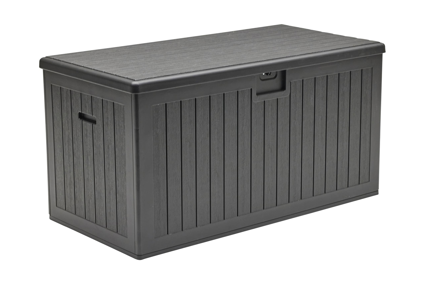 Aufbewahrungsbox Lilo Kissenbox Gartentruhe 140x70 cm Holzmaserung Schwarz