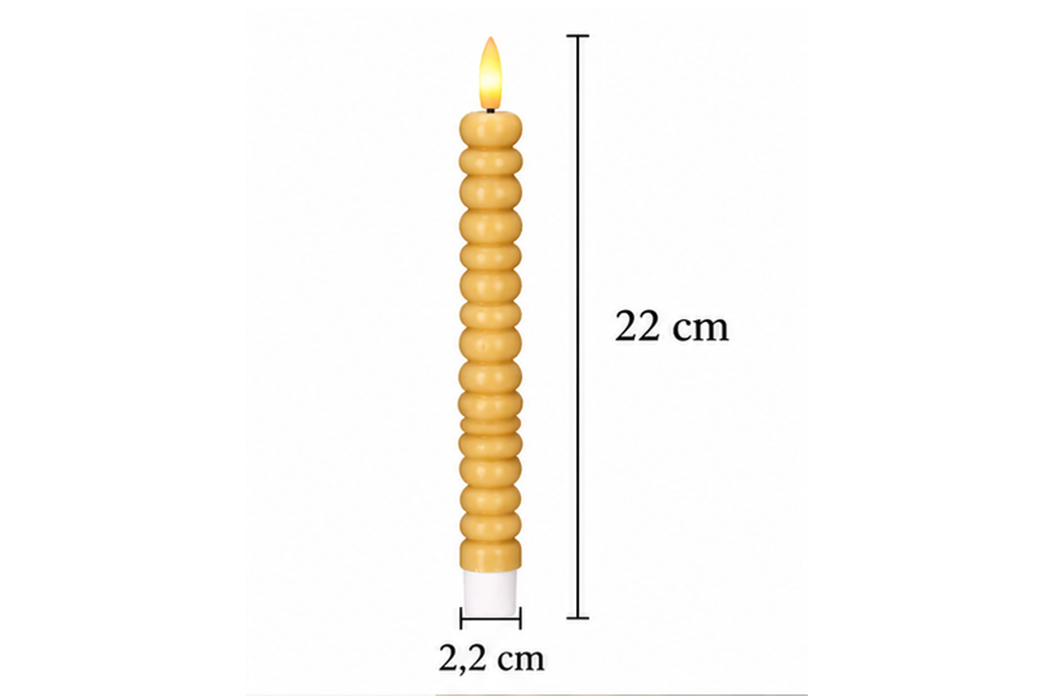 LED-Stabkerzen 2er Set Ø2,2x22 cm Dinnerkerze Timer Ocker