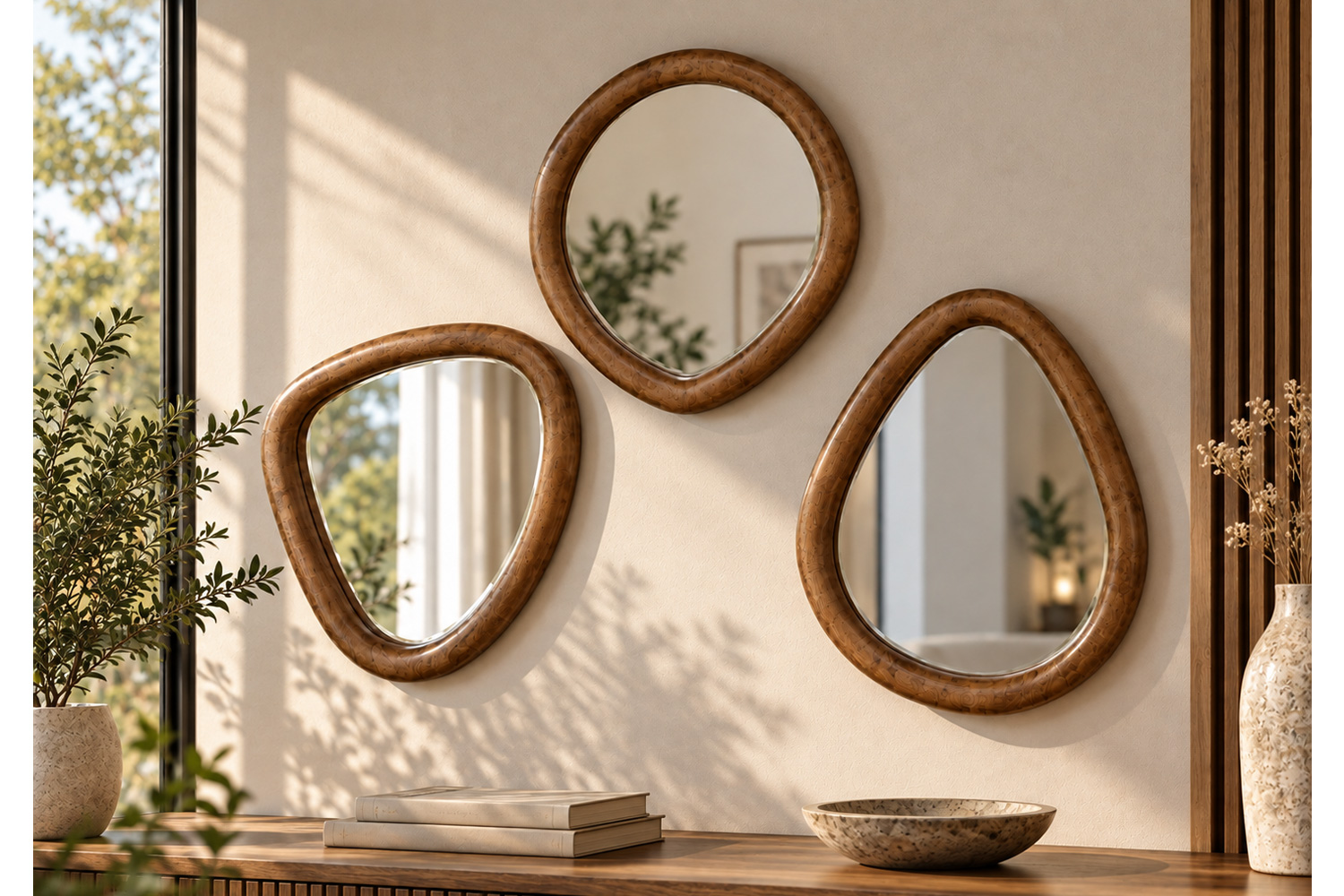 0018573-wandspiegel-noa-3er-set-akazie-holz-braun_4.jpg Spiegelset NOA 3er Set Wandspiegel Flurspiegel Akazienholz Braun