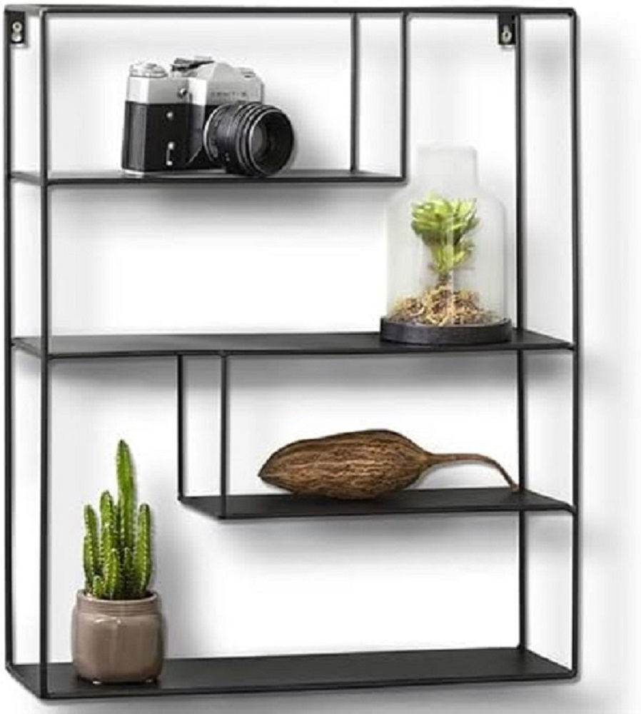 LIFA LIVING Wandregal Bilbao schwarzem Metall Hängeregal Industrie Design 4 Etagen 55 x 45 x 11 cm