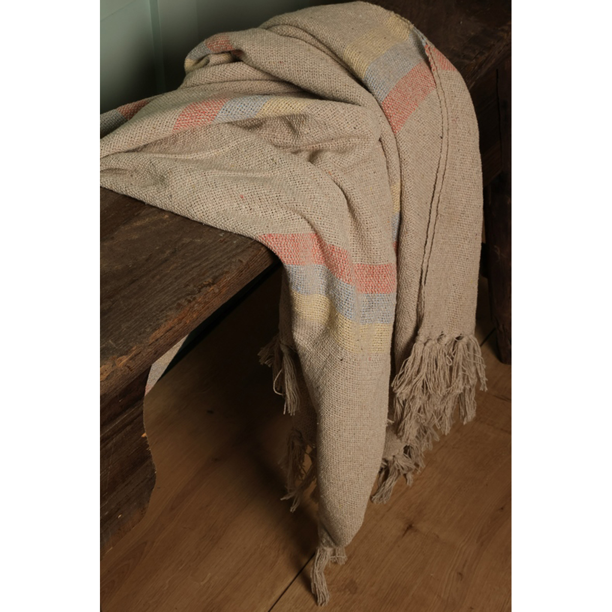 Decke Überwurf Streifen Unendlich 100% Baumwolle 130x180 cm Skandinavisch Blau-Bernstein Decke Überwurf Streifen Unendlich 100% Baumwolle 130x180 cm Skandinavisch Blau-Bernstein