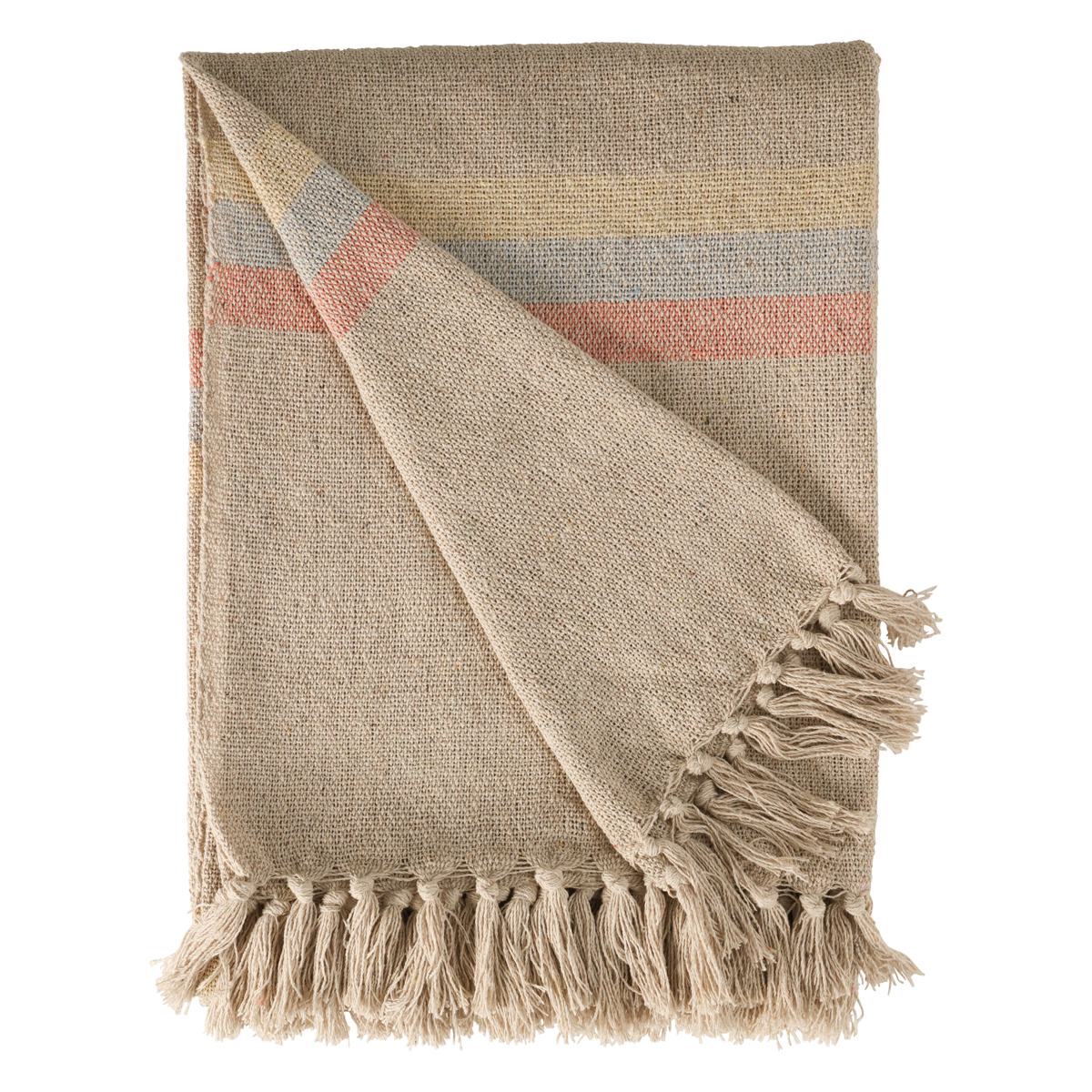 Decke Überwurf Streifen Unendlich 100% Baumwolle 130x180 cm Skandinavisch Blau-Bernstein