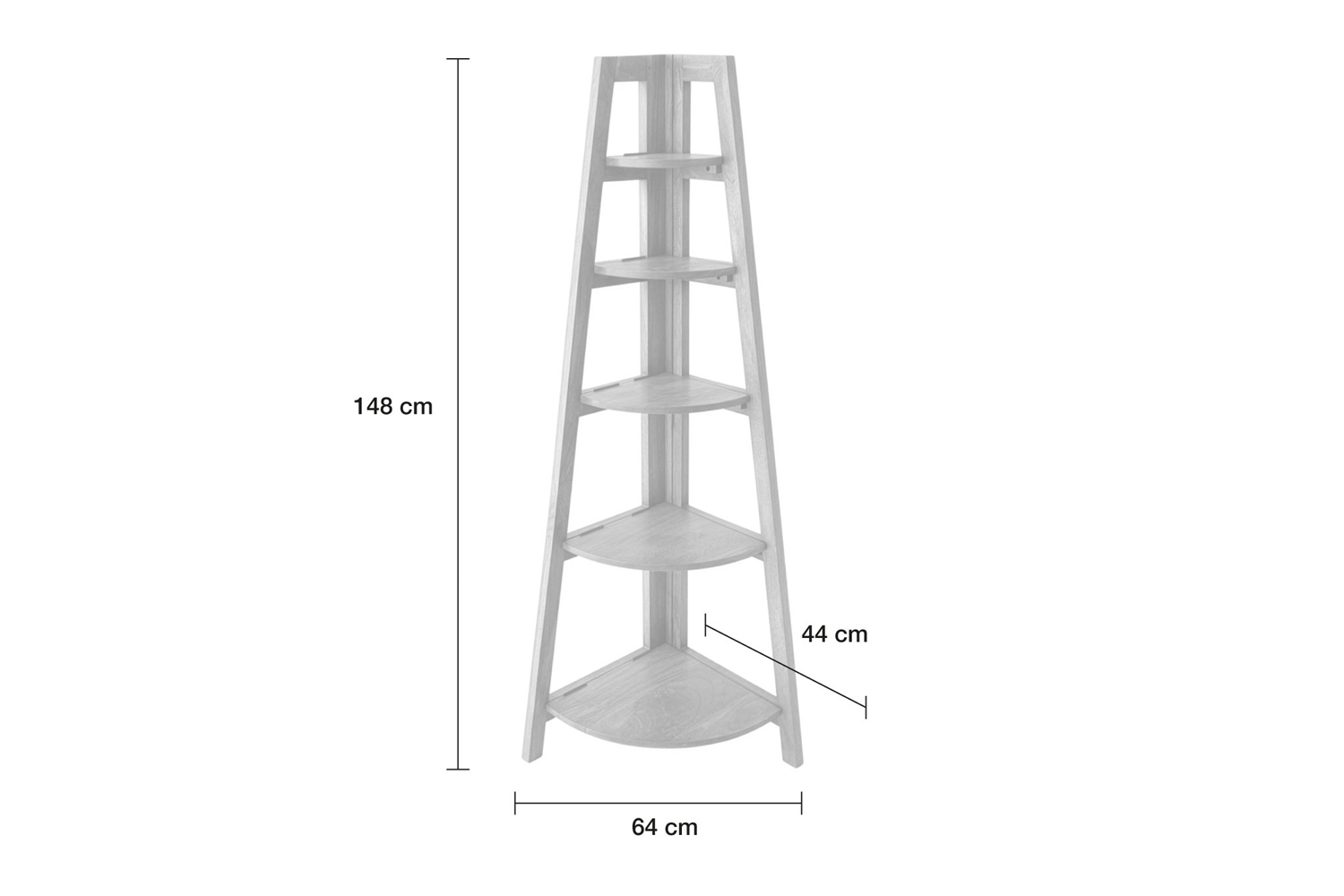 Eckregal Modena 148 cm Regal Standregal Klappregal Mangoholz Natur